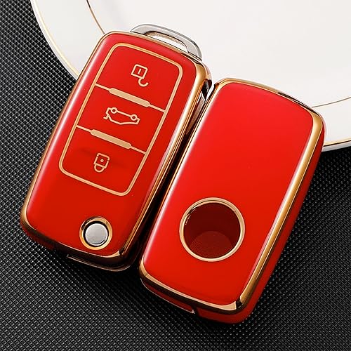 Miniatura 8 de OLLEN Funda para llavero de TPU suave con anillo brillante, apto para VolksWagen VW Jetta Golf Polo MK6 Passat Tiguan Beetle Polo MK7 Passat Cross