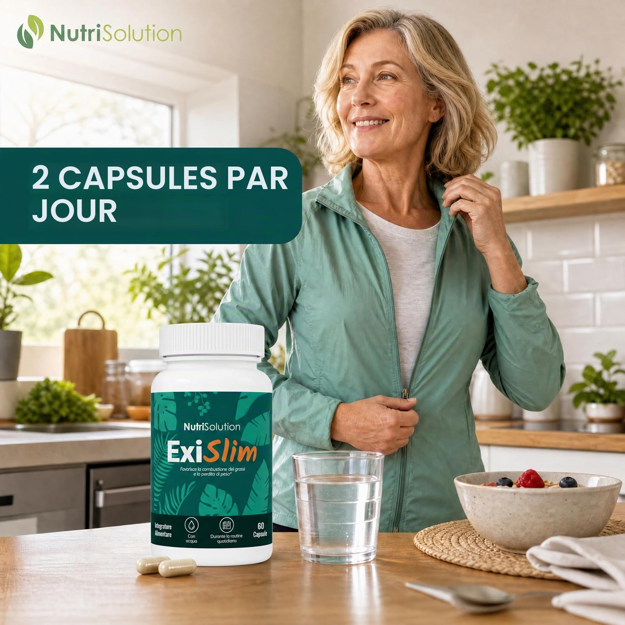 ExiSlim par Nutrisolution | Brûleur de Graisse Puissant | Contient Périlla, Curcuma, Végétalien | Soutien Perte de Poids | Homme & Femme | 60 Gélules | FABRIQUÉ EN FRANCE