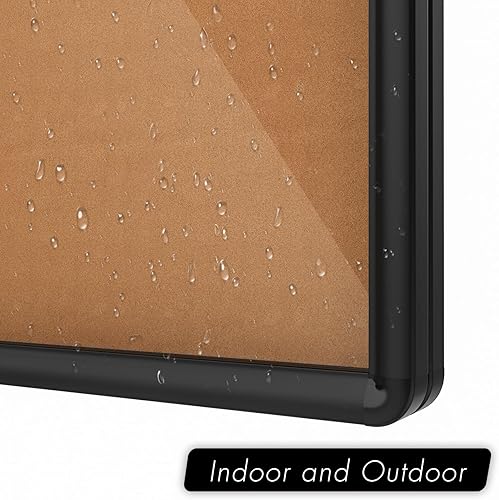 Miniatura 8 de INNOVART Tablero de anuncios cerrado de 26 x 20 pulgadas, resistente a la intemperie, tablero de anuncios de corcho con marco de aluminio negro,