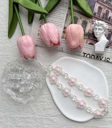 Miniatura 3 de Dije para teléfono, bonito dije de flor para teléfono, color rosa, verde y morado, llavero para teléfono Airpods