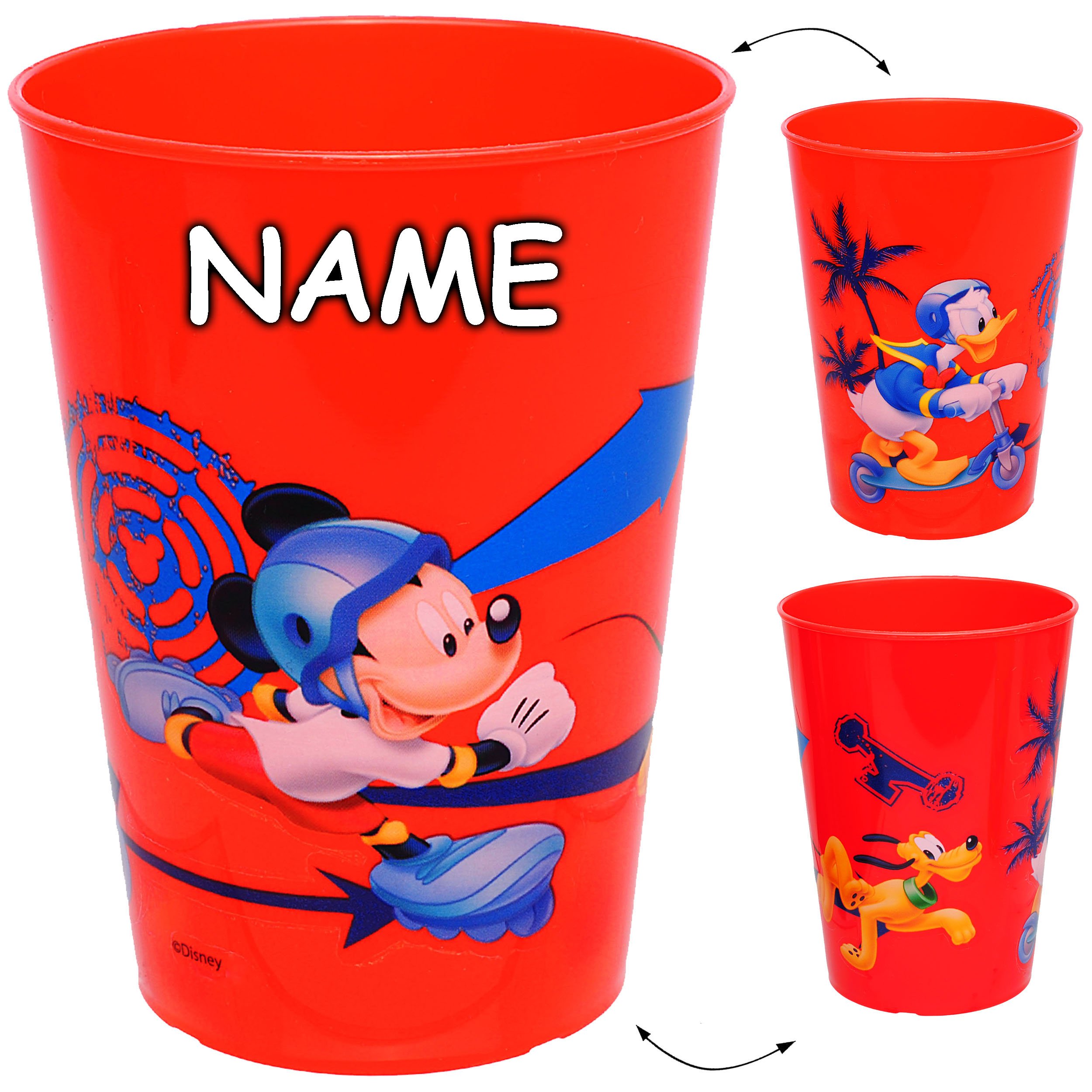 1 Stück 3-in-1 Becher Mickey Mouse – Trink-, Zahnputz- & Malbecher, 250 Ml, Mit Personalisiertem Namen