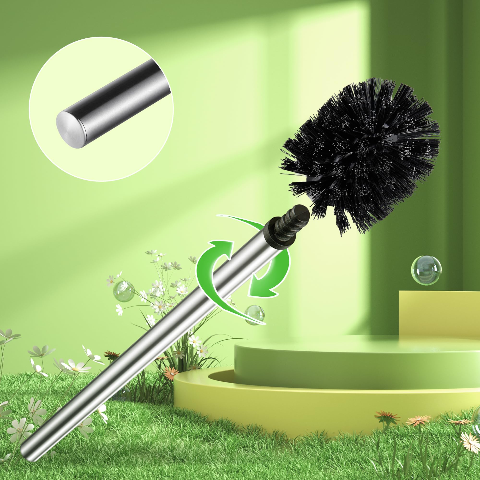 5er Set Klobürsten Schwarz Mit Edelstahlgriff – Elegante WC-Bürsten Mit 8 Cm Durchmesser