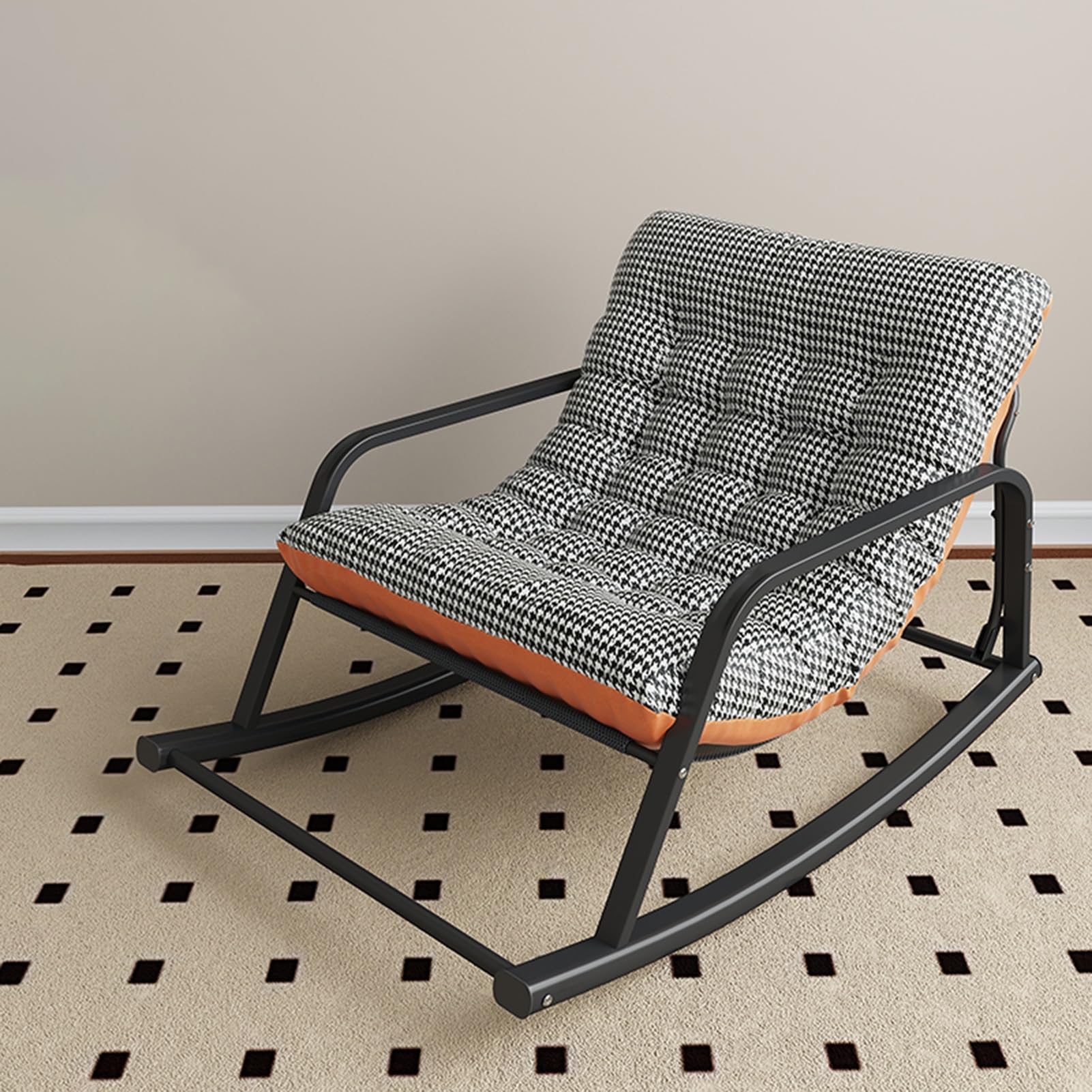 Chaise élégante pour porche double moderne rembourrée au design pied-de-poule haut de gamme