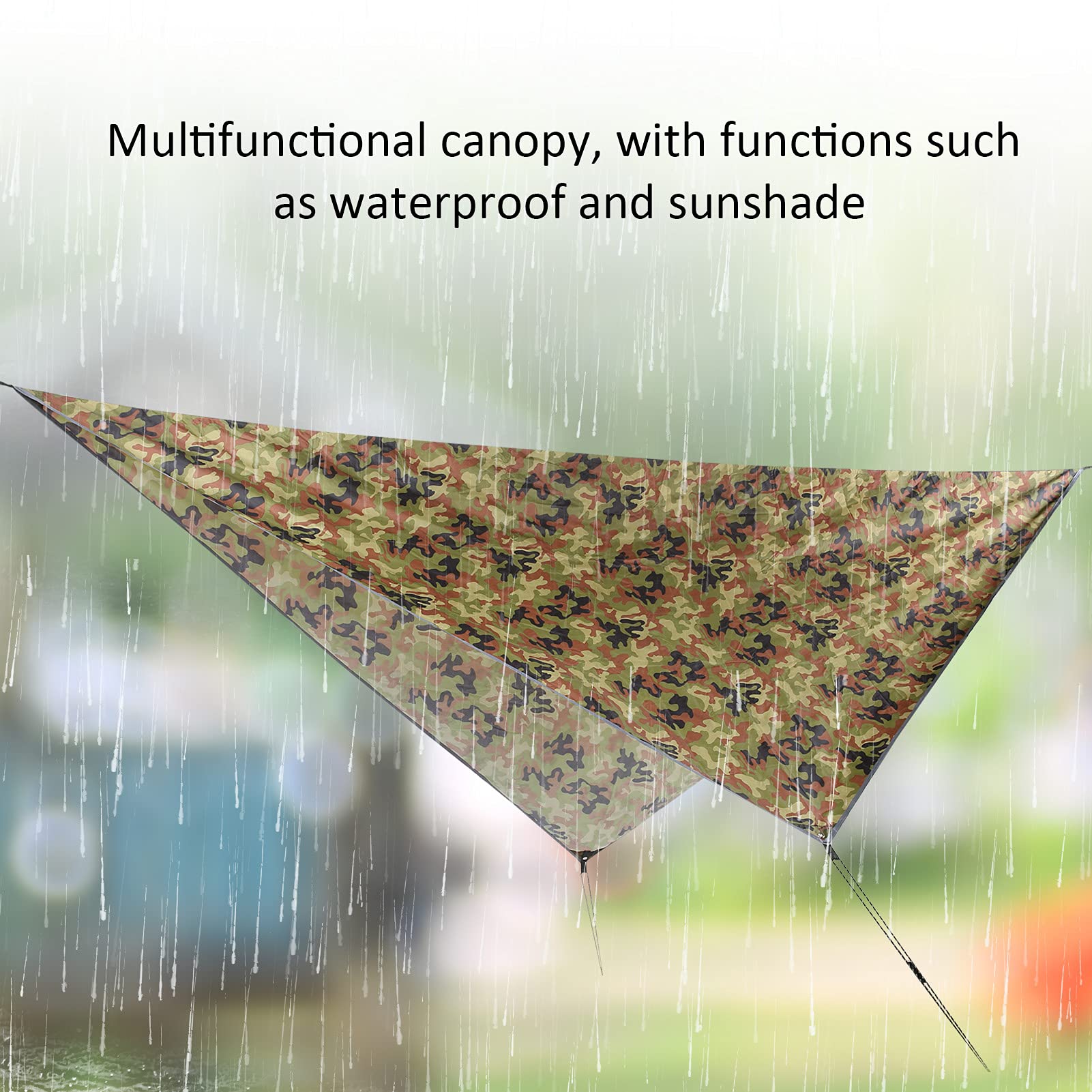 Telo da campeggio impermeabile, copertura per campeggio con motivo a rombi, tenda multifunzione 360x290 cm per ombra in spiaggia, telo antipioggia per amaca, stuoia da picnic con (Stampa mimetica)