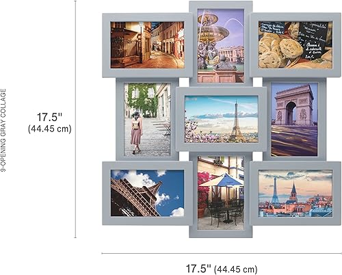Vista 16 de Melannco Marco de collage de fotos de 24 x 12 pulgadas, con 8 aperturas, muestra cuatro fotos de 4 x 6 y cuatro fotos de 6 x 4 pulgadas, color negro