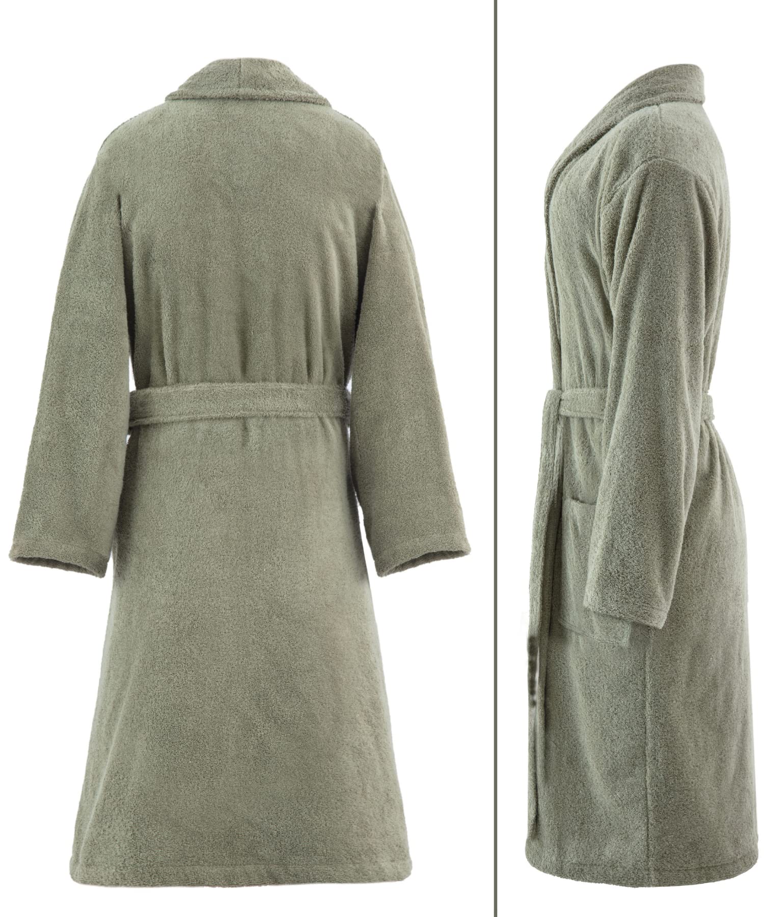 PandaHome Bademantel Damen und Herren aus 100% Baumwolle, Morgenmantel Frottee Kuschel, Saunamantel Warm und Kuschelig, Schnelltrocknend Weich Saugstark Bademäntel 400 g/m² (Grün-XL)