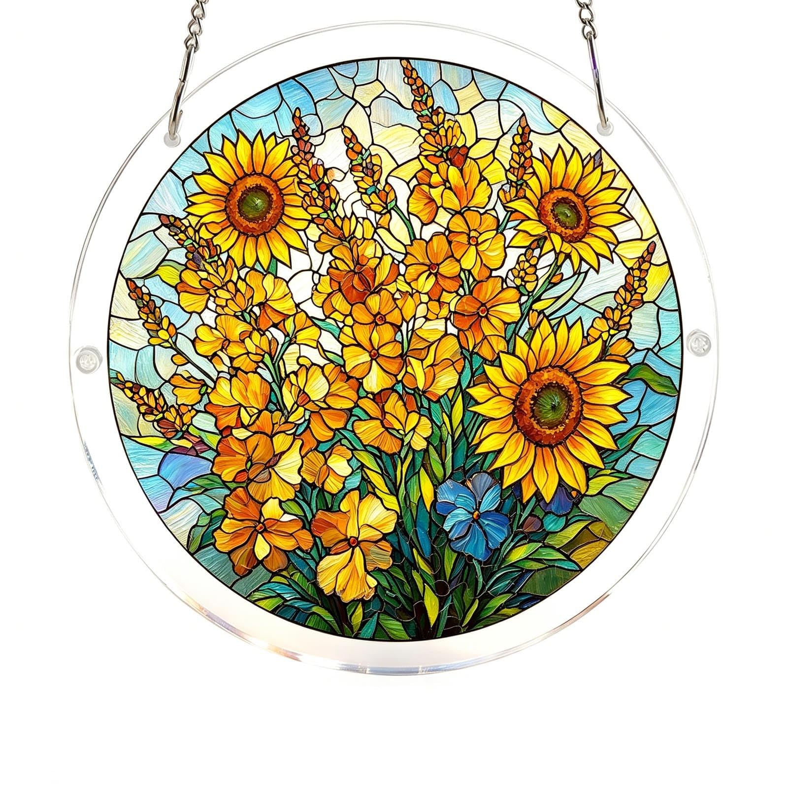 Acrylic Puzzles Suncatcher, 7.4 Inch Suncatcher Puzzle Garden Decoration, DIY Stained Glass Effect Sun Catcher Kit Window Hanging for Adults (B) — view 10