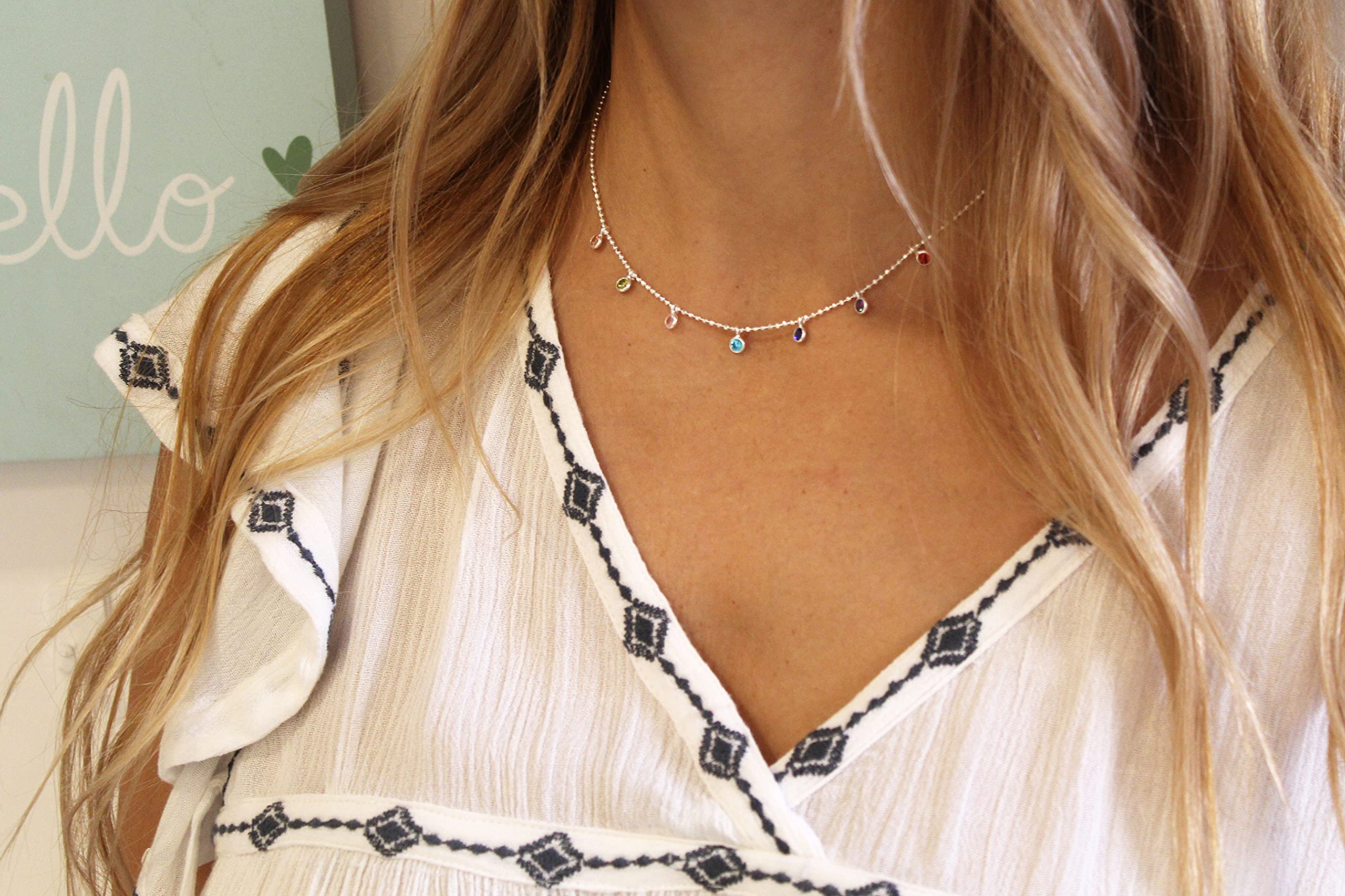 Collana girocollo con sfere e ciondoli in argento massiccio per donna, ragazza, catena regolabile 40 + 5 cm, regalo originale, compleanno, Natale, in confezione regalo