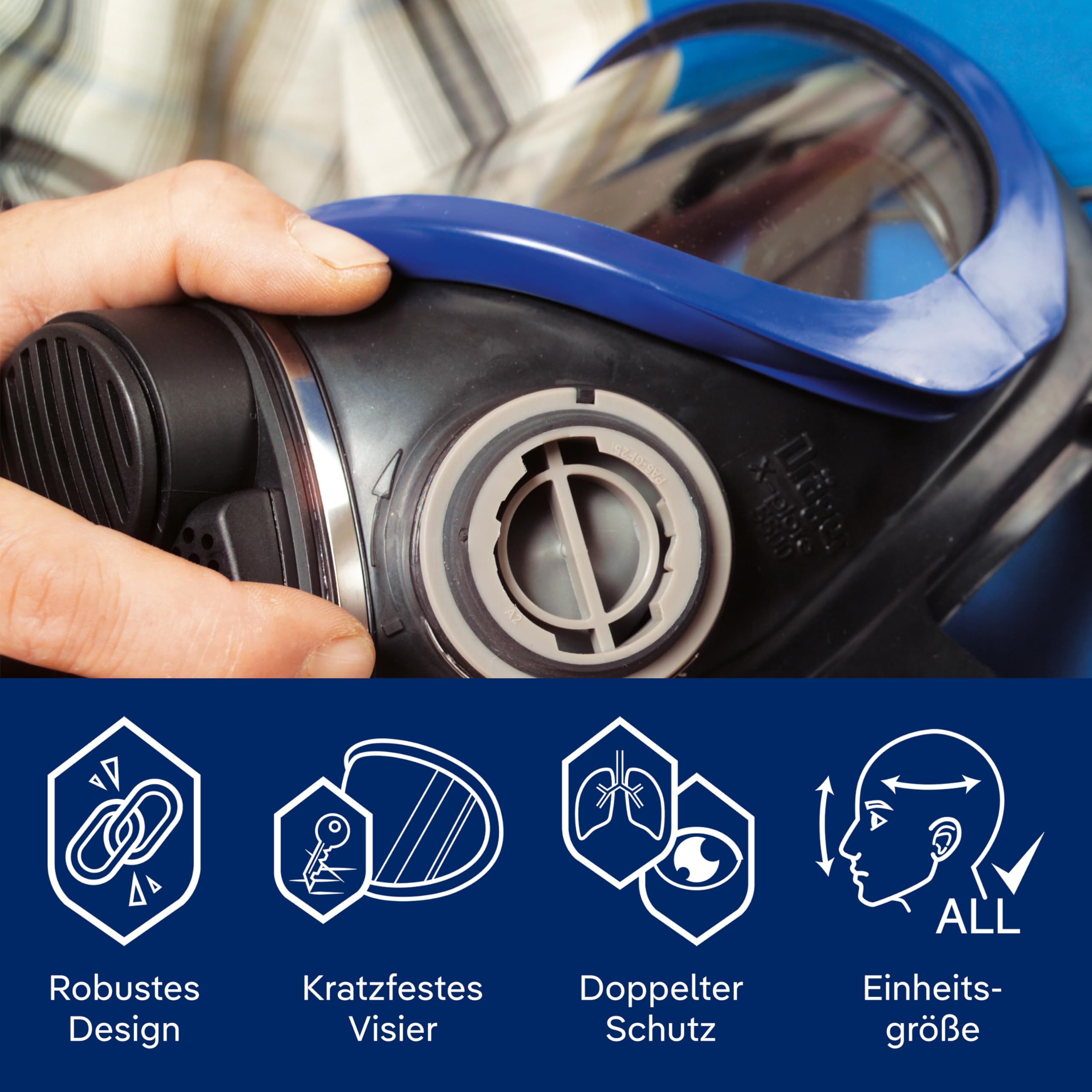 Dräger X-plore 5500 Vollmaske Atemschutzmaske, Gasmaske & Feinstaubmaske mit Wechsel-Filtern, Professioneller Gesichtsschutz für Handwerk & Industrie, Universalgröße, Synthetik
