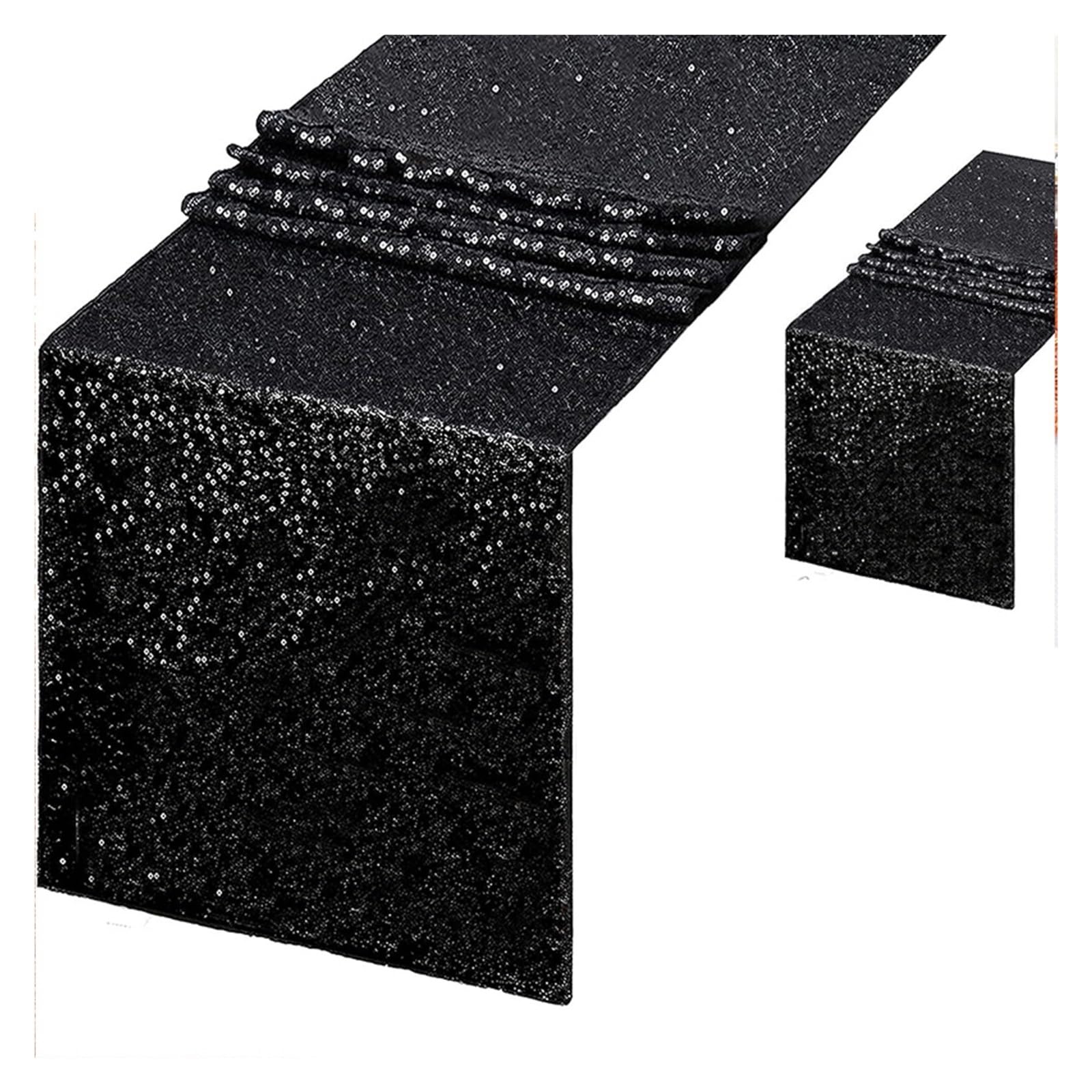 Disco Table Runner Glitter Sequin Table Runner Wedding Dining Decorations For Shower Girl Birthday Party Sparkling(Black,30x180cm)