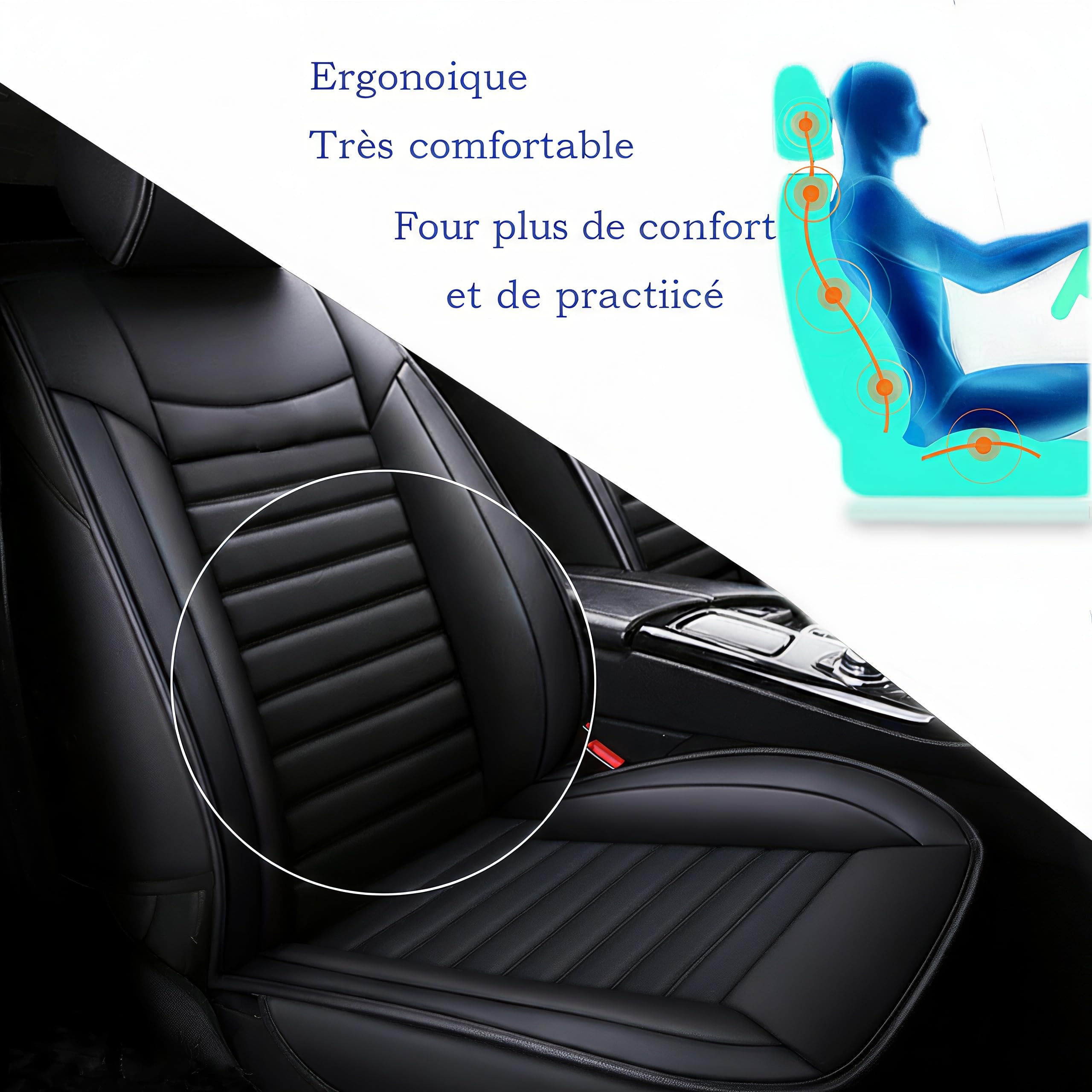 Housses de Siège Auto Universelles 2 Pièces pour Renault Kadjar hydrofuges et résistantes à l'usure, intérieur Automobile Universel