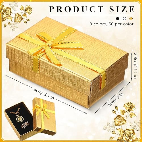 Miniatura 2 de Caja de regalo de joyería, pequeñas cajas de regalo vacías, cajas de joyería de embalaje a granel, cajas de cartón con lazo para anillos, collares,