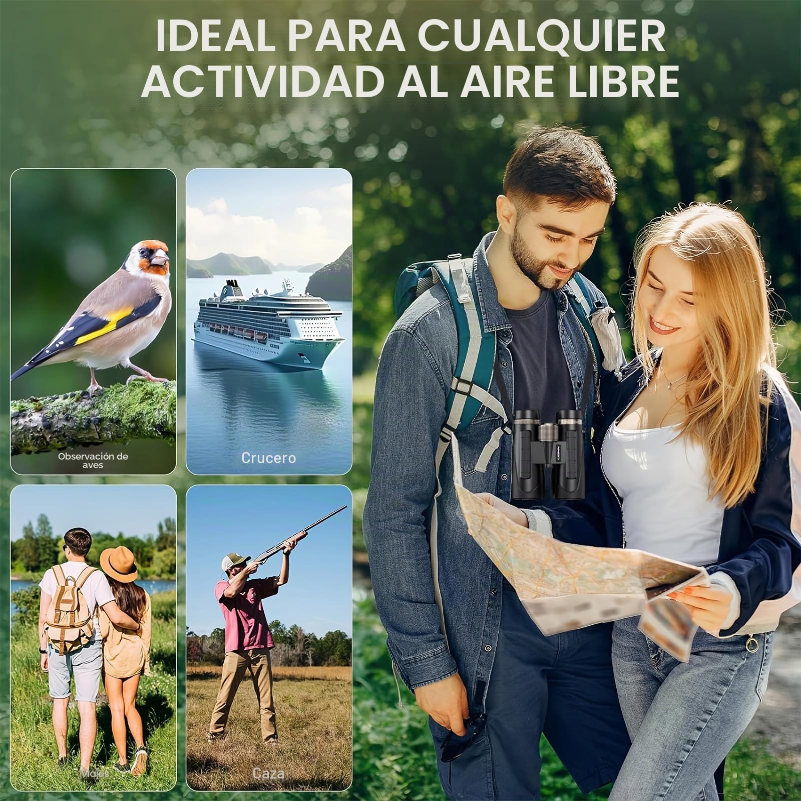 12x42 Binóculos, Binóculos Profissionais para Adultos,Prisma BaK4 e Lentes FMC,Antiniebla e Impermeables, Prismaticos para Observación de Aves, Caza, Senderismo
