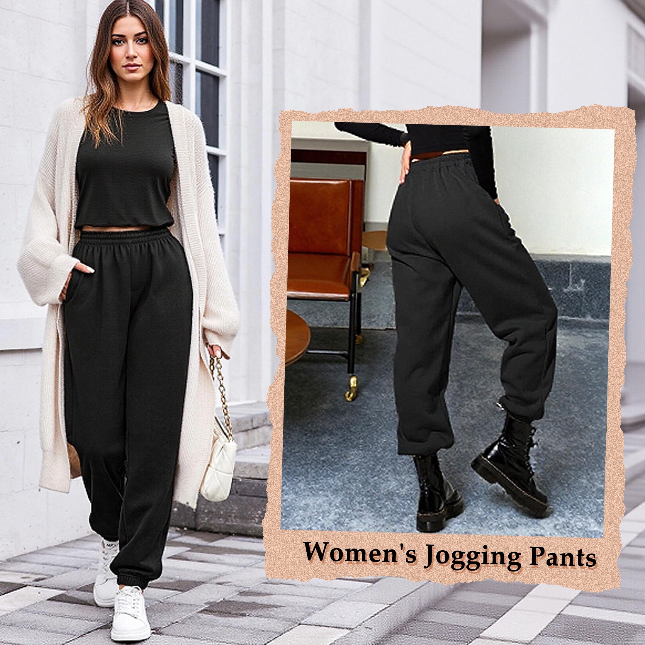 Pantalon de Jogging Femme Taille Haute Pantalon de Sport Hiver | Thermique Pantalon de Survetement Baggy pour Training Fitness Gym Loisirs