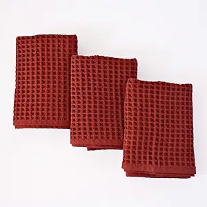 PÜSKÜL Waffle Kitchen Towels Organic Cotton Hand Dish Towel 32X16 Inches 3
