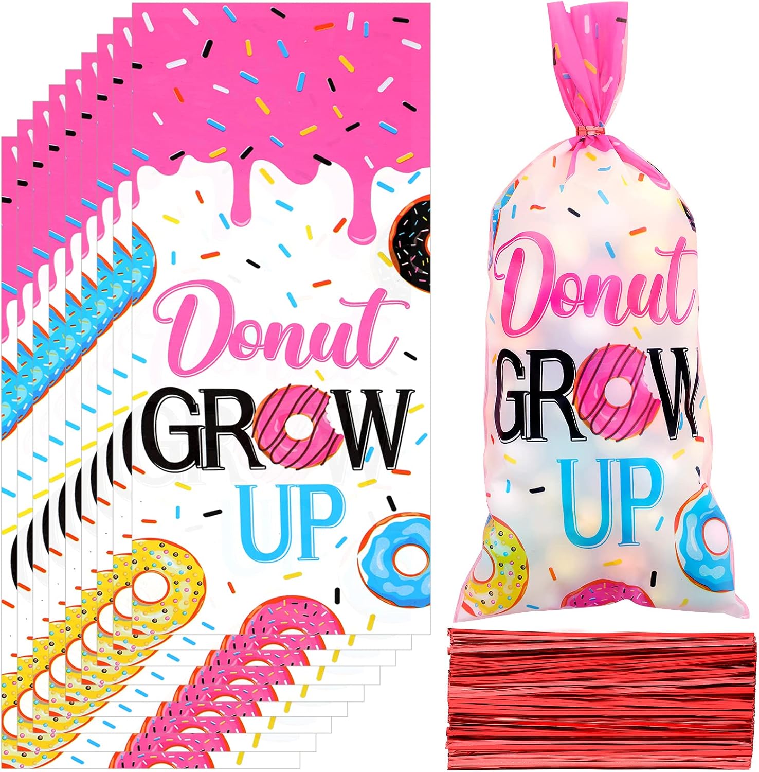 Fulmoon 100 Pieces Donut Grow Up Present Candy Bags Donut