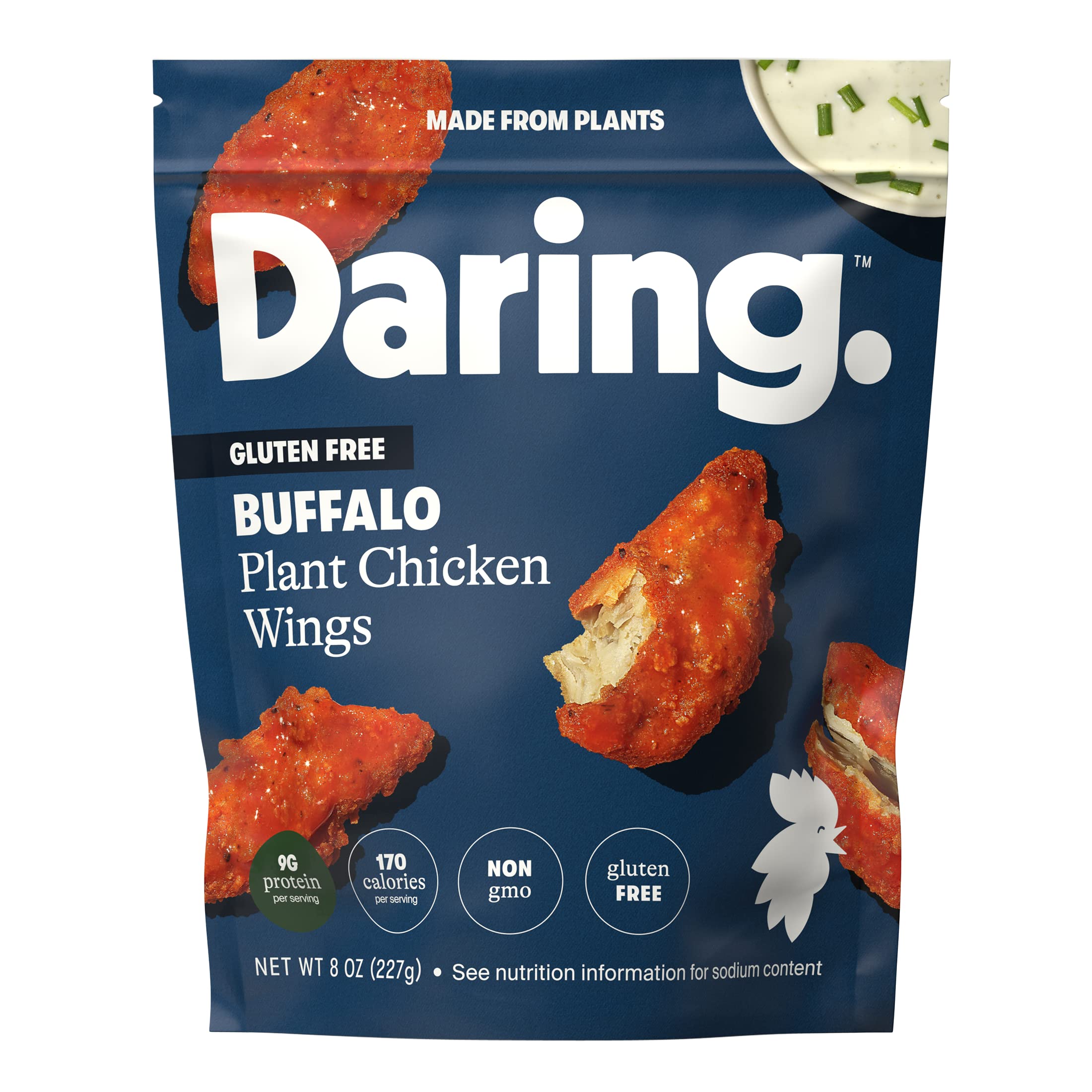 Daring Buffalo Plant Chicken Wings Vegan 8oz Pouch Frozen