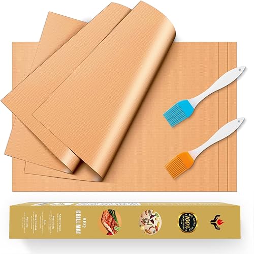 BBQ set de parrilla para barbacoa 5 100% PTFE láminas de teflón para gas, carbón, parrilla eléctrica como lo vio en televisión, 15.75 x 13", XL,