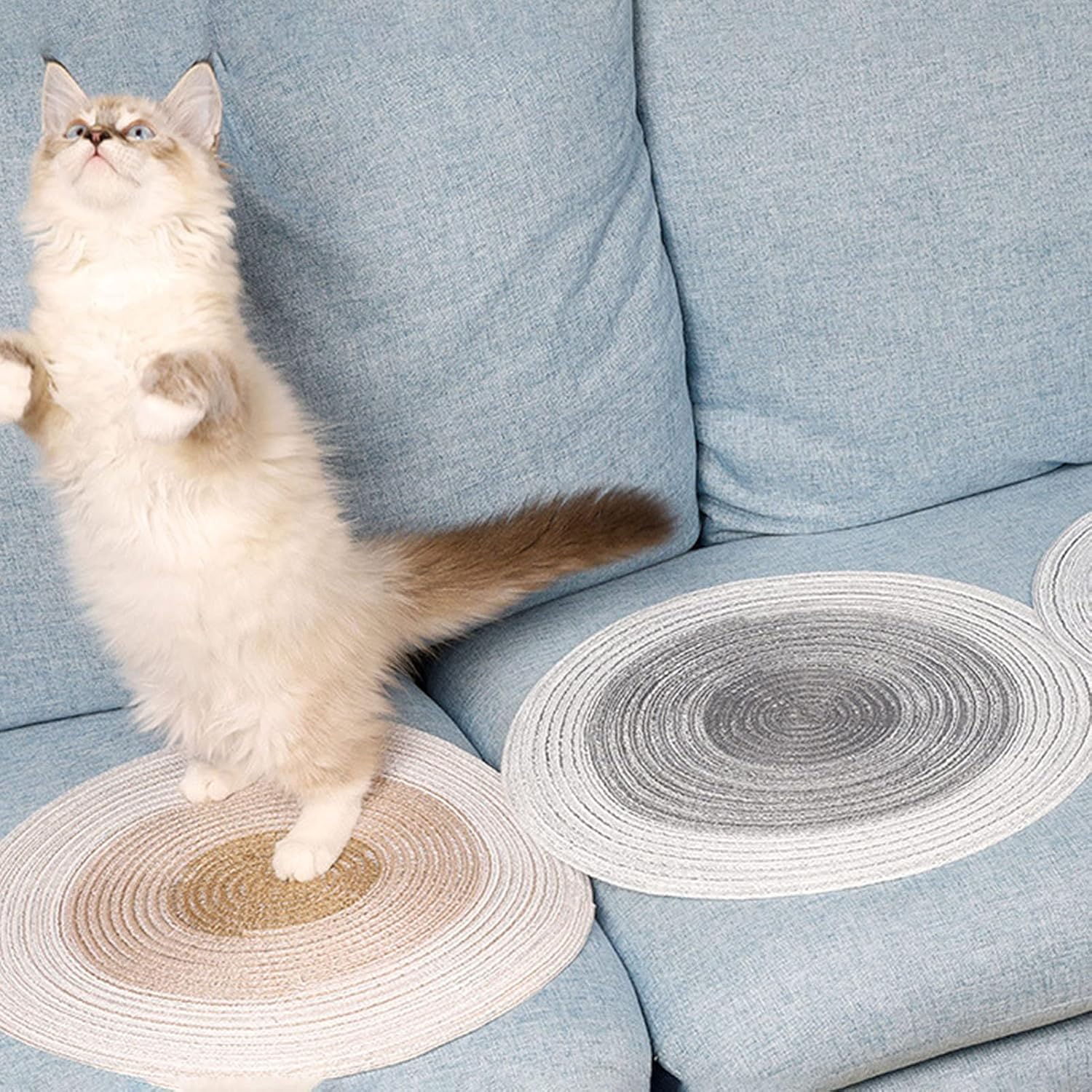 review Cat Scratching Pad, Durable Cotton Scratching Board Cat Scratching Board Suitable for Indoor Cat Claw Grinding and Protection of Furniture Sofa and Carpet Grey