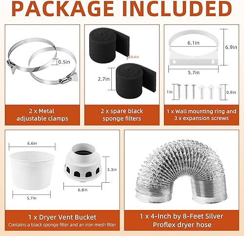 Miniatura 10 de AMI PARTS TDIDVKZW - Kit de ventilación para secadora interior con conducto Proflex de 4 pulgadas por 8 pies, blanco, 4 pulgadas