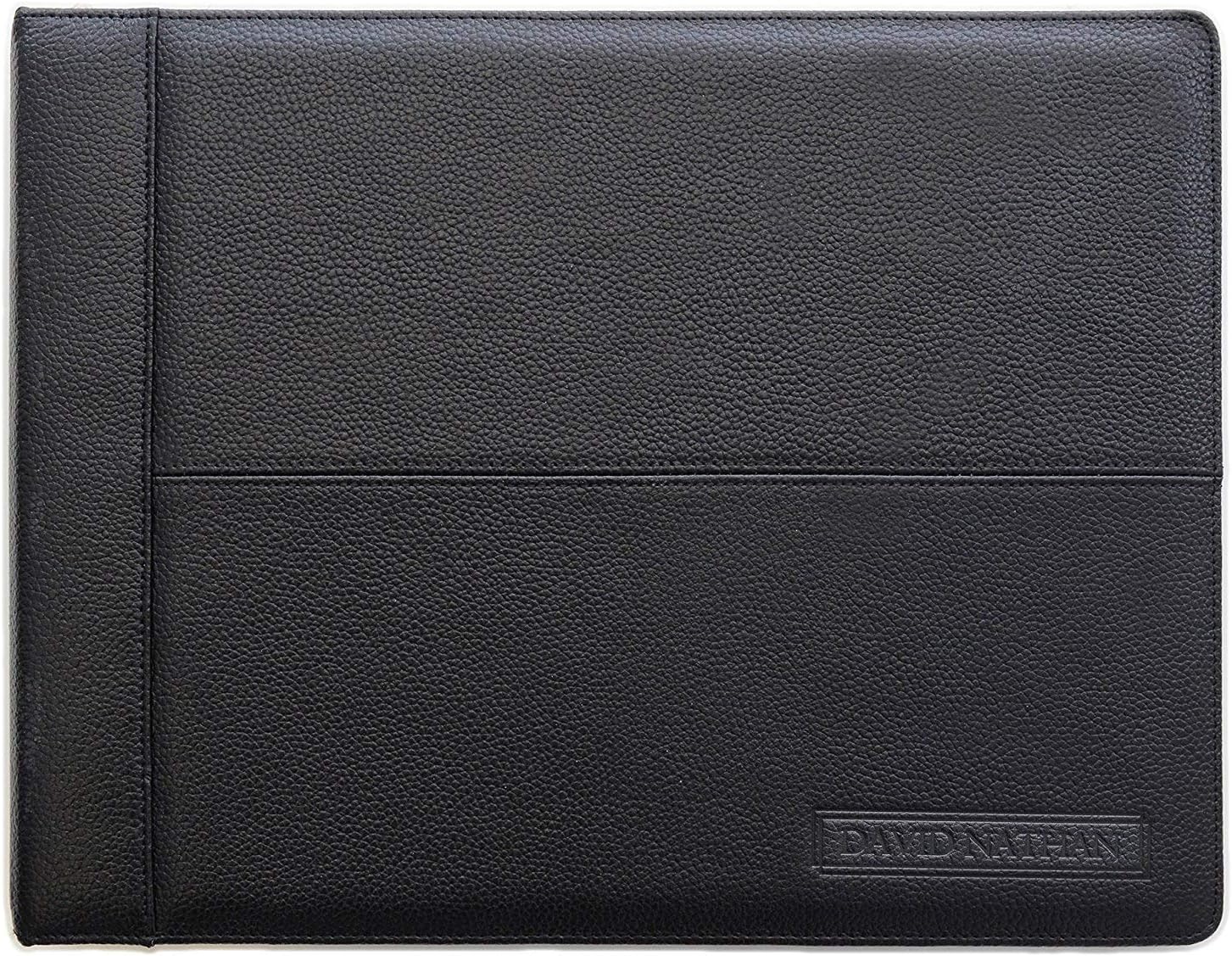 Leather 7 Ring Business Checkbook Binder 2 Inch Wide - 3 on a Page - 600 Checks Capacity - Pockets for Cards & Notepads - Leather Portfolio - Professional Quality Design by David Nathan (Black)