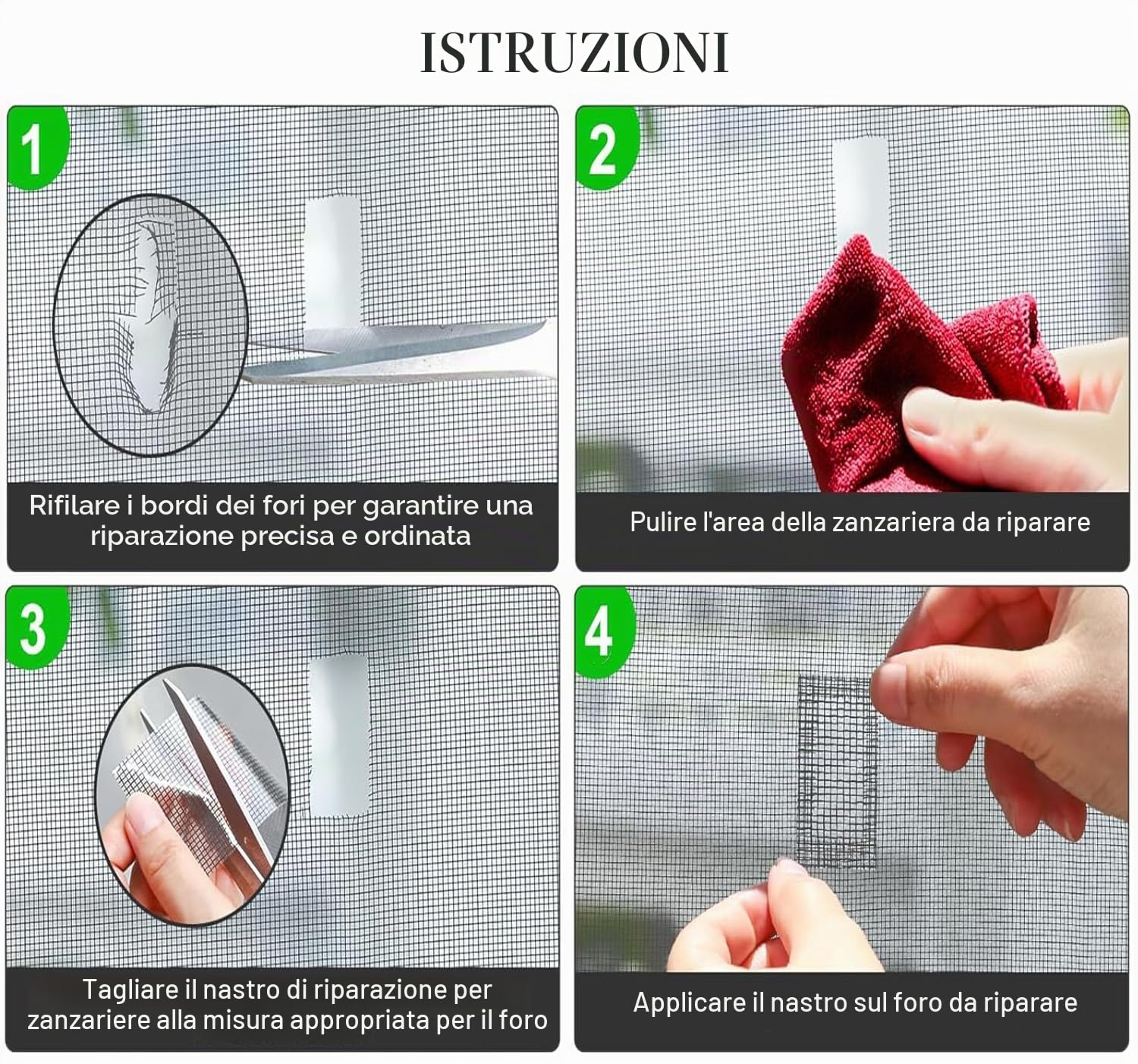 ACEBON Nastro Adesivo di Riparazione per Zanzariere (50 mm x 5 m) | Kit Riparazione per Zanzariere | Ripara Zanzariera | Nastro Ripara Zanzariere (Nero)