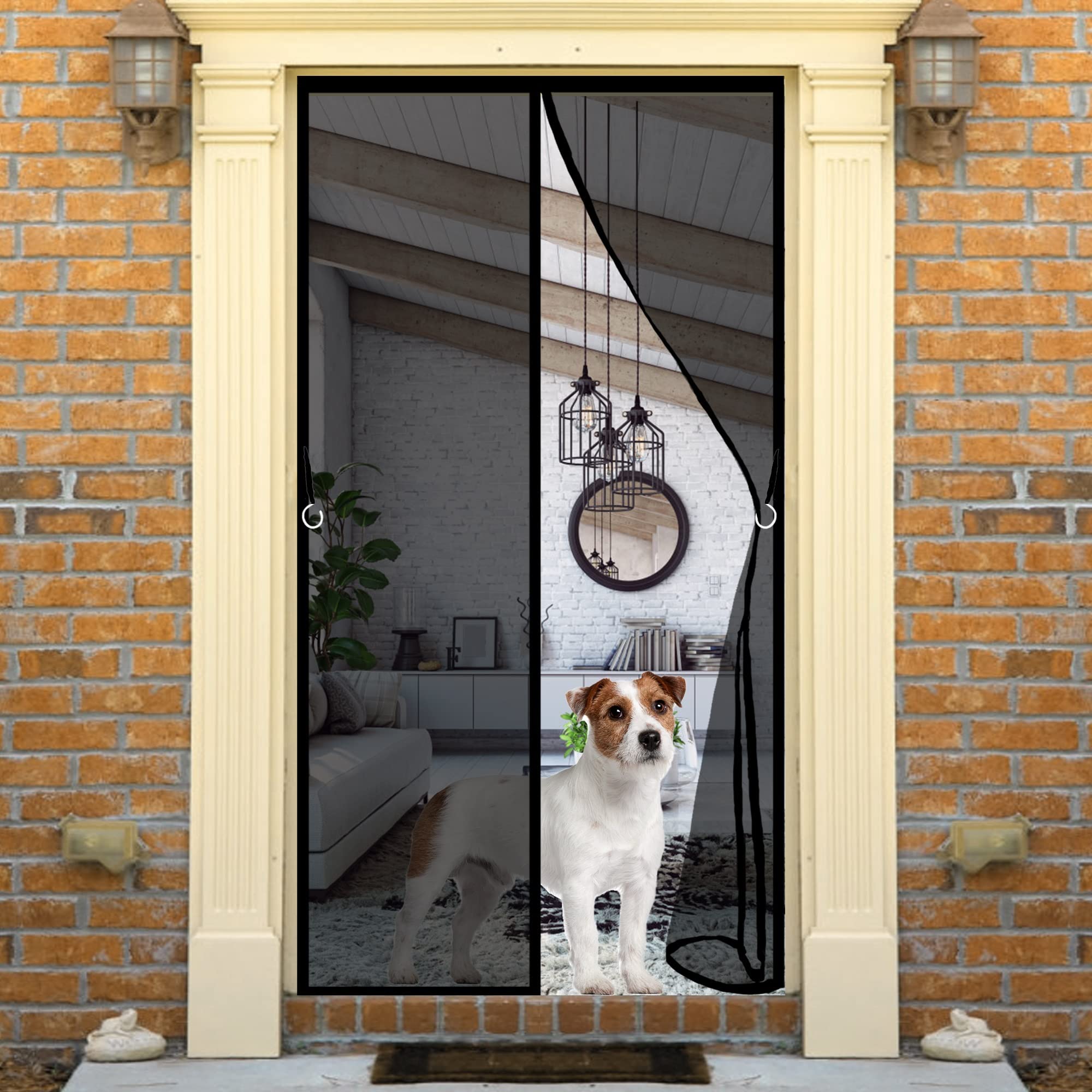 Magnétique Moustiquaire Porte, 215 X 185 Cm Rideau Moustiquaire, Fermeture Automatique Aimant Pour Porte Ou Fenêtres, Noir