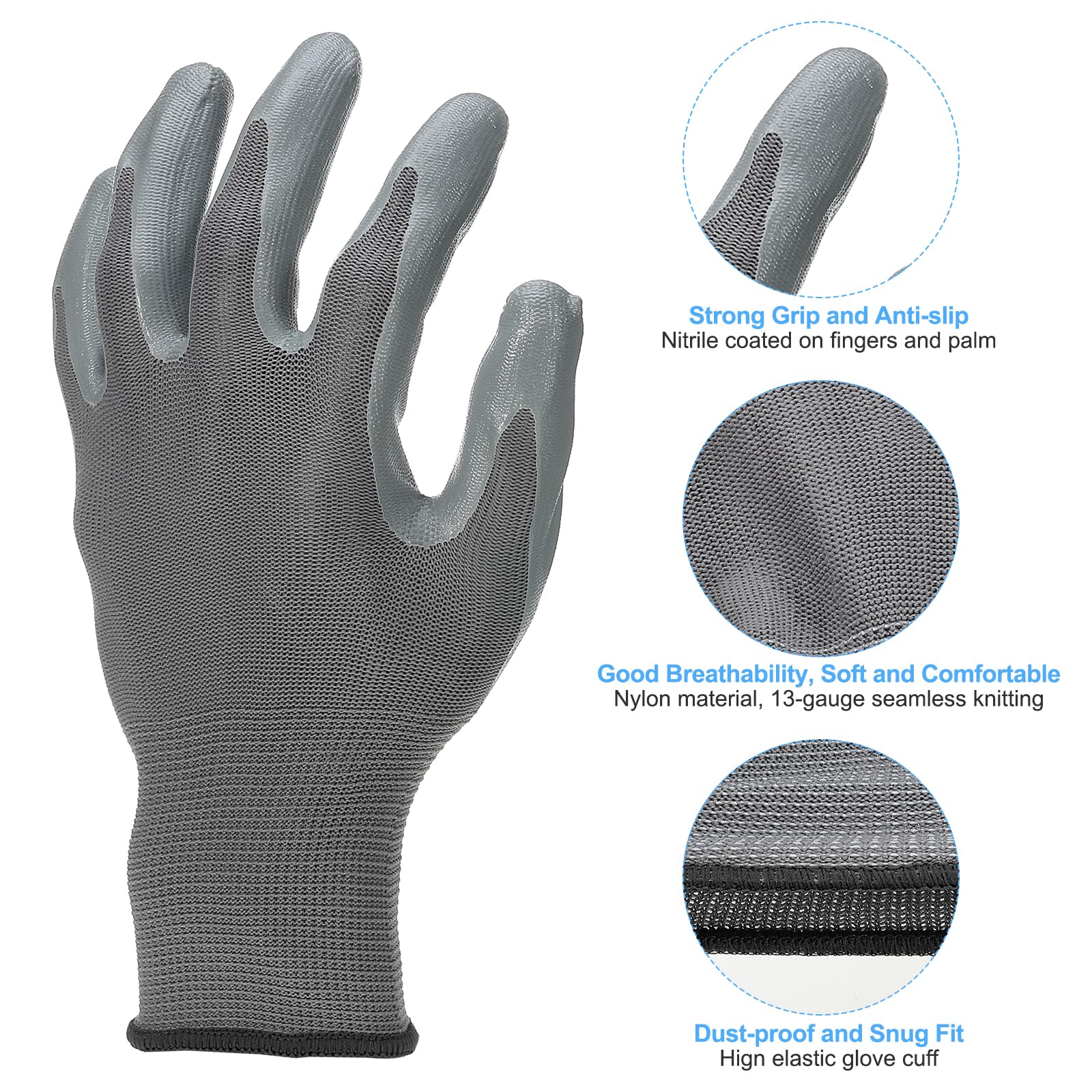 PATIKIL Safety Work Gloves Nitrile Coated - Image 3