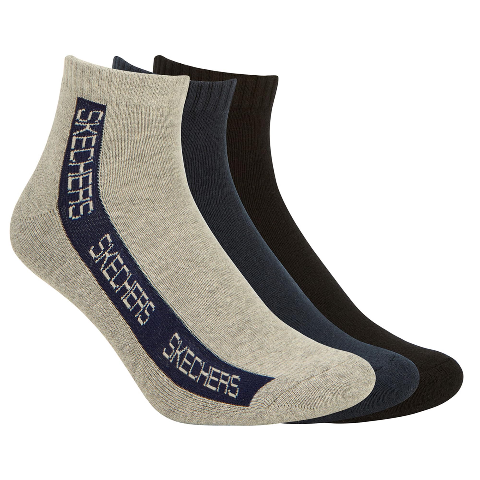 skechers Men 3PK CONTRAST HALF TERRY ANKLE SOCKS-picture-20