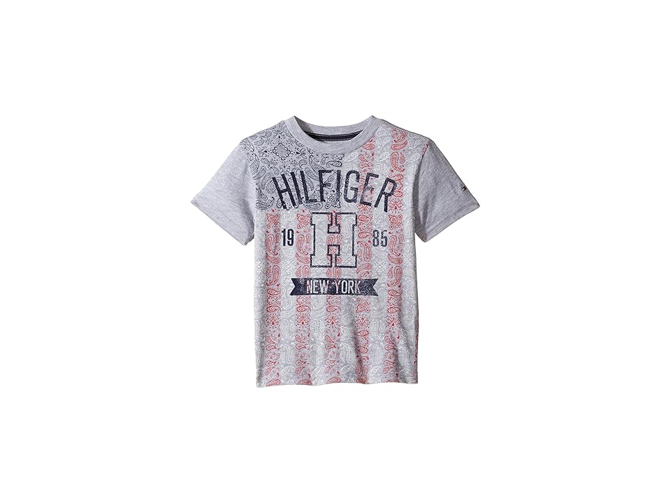 

Tommy Hilfiger Kids Paisley Flag Tee (Toddler/Little Kids) (Grey Heather) Boy's T Shirt, Gray