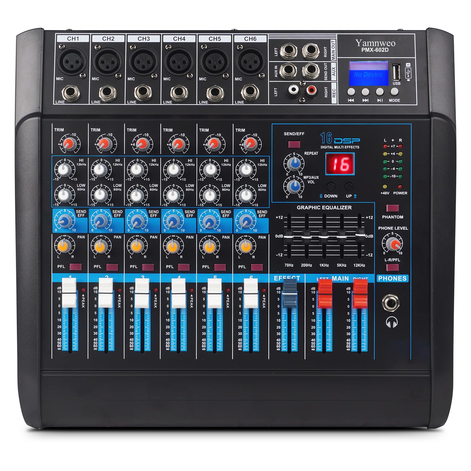 ✨mページ✨ Amazon.com: Yamnweo PMX-602 6-Channel Professional Powered Mixer