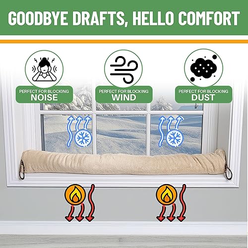 Miniatura 5 de Evelots Paquete de 4 topes para colgar puertas y ventanas de 36 pulgadas, bloquea el aire fríopolvo