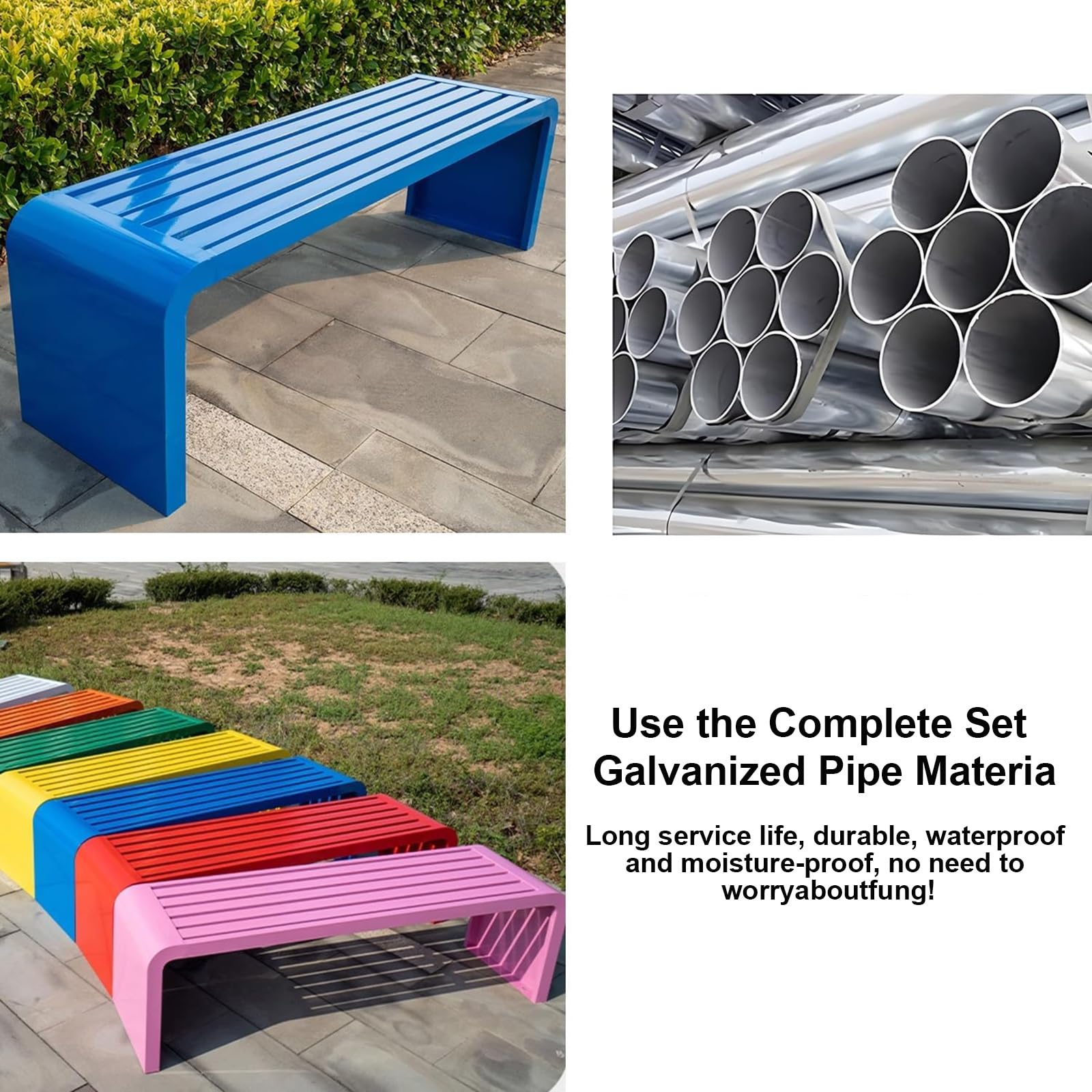 Genérico Banco de Parque Exterior de Acero Inoxidable Resistente a la Intemperie y de Alta Resistencia - Elegante Asiento de jardín Negro para Patio y Piscina, 100 cm (39,3 Pulgadas), Banco de Porche