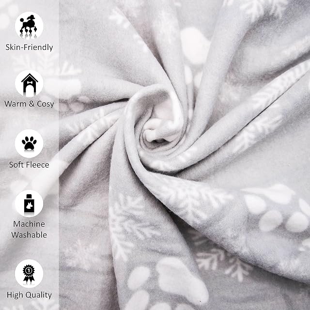 Foto 3 de 6 de 2 Mantas Navideñas para Perros Lavables con Diseño de Copo de Nieve para Perros y Mascotas