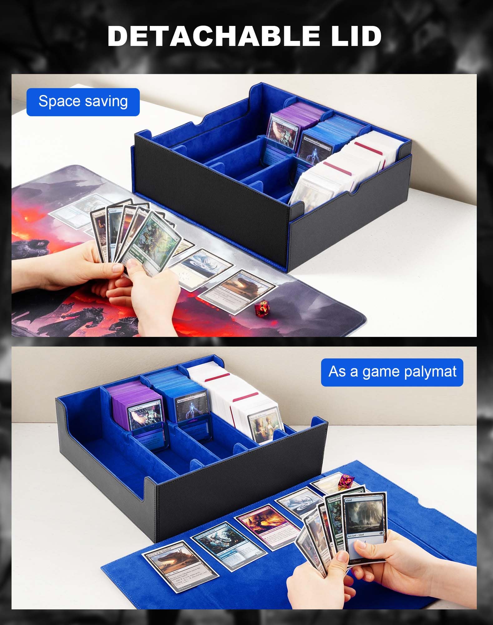ZLCA Trading Card Storage Box, Commander Card Deck Case Holds 2400+ Cards, MTG Deck Box with 4 Stoppers - Image 4