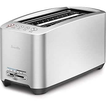 Wolf Gourmet 4-Slice Extra-Wide Slot Toaster with Shade Selector, Bagel and Defrost Settings, Silver Knobs with Black Knob Accessories, Stainless Steel (WGTR124SR)