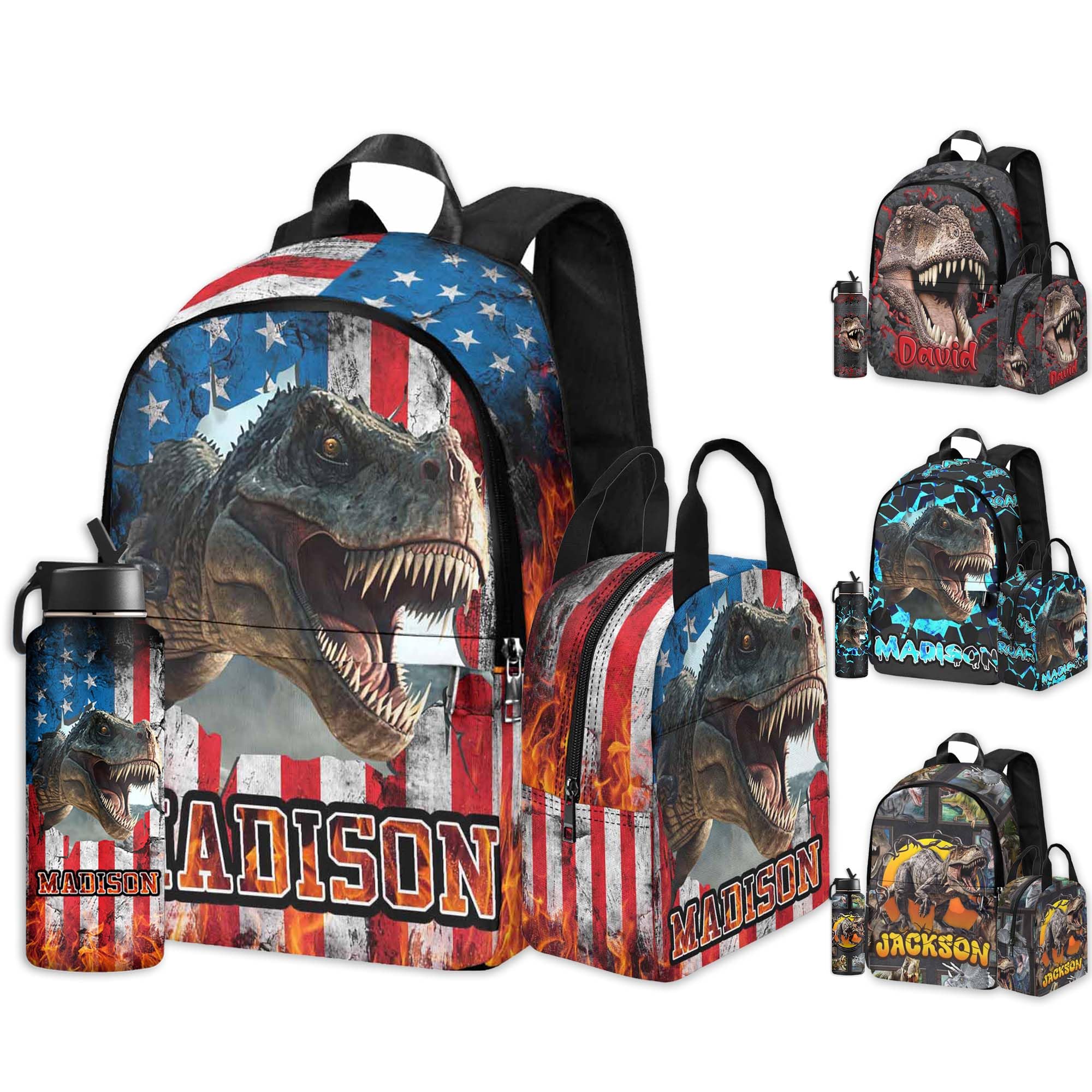 xmeasecos Custom Boys Backpack, Personalized Backpack for Boy Kids with Lunch Bag, Animal Customized Name School Daypacks Kindergarten Bookbags Set