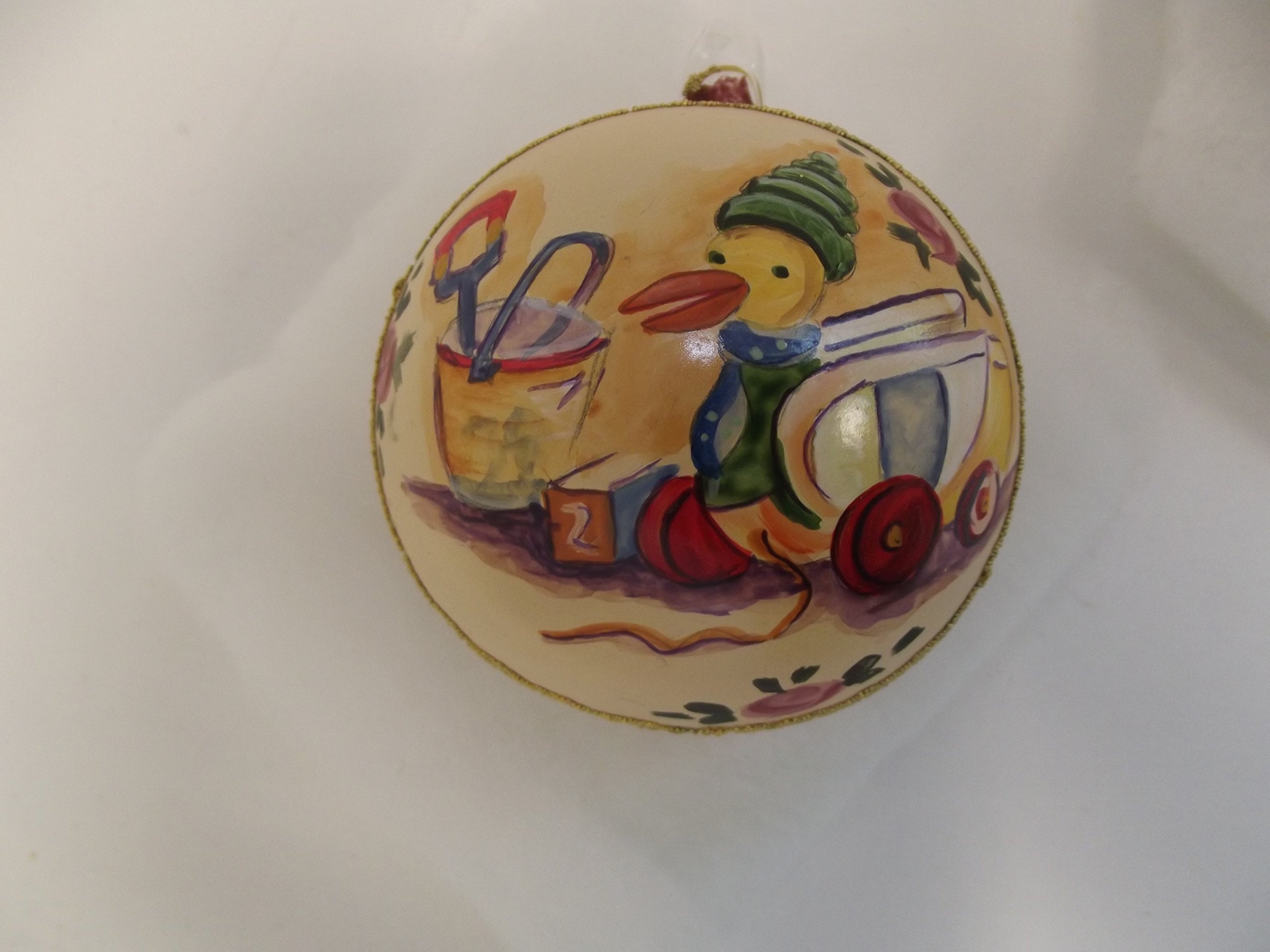 Set di 3 palline di Natale fatte a mano e meravigliose W7025 con cavallo a dondolo, trottola e anatra