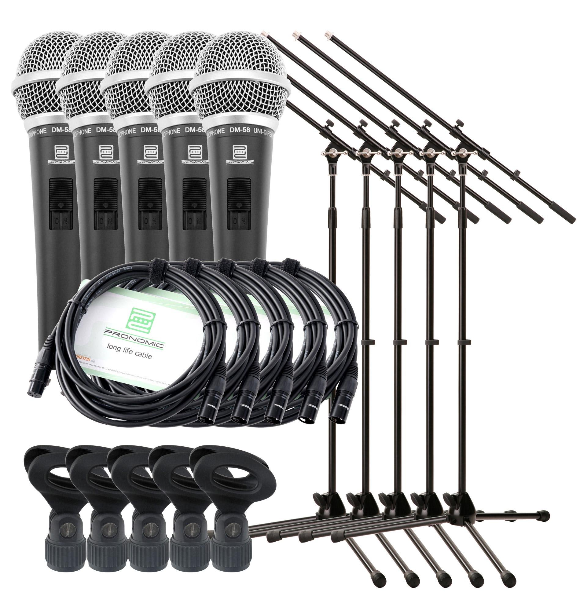 Pronomic DM-58 Microphone Vocal avec Interrupteur Set de Démarrage 5 pièces