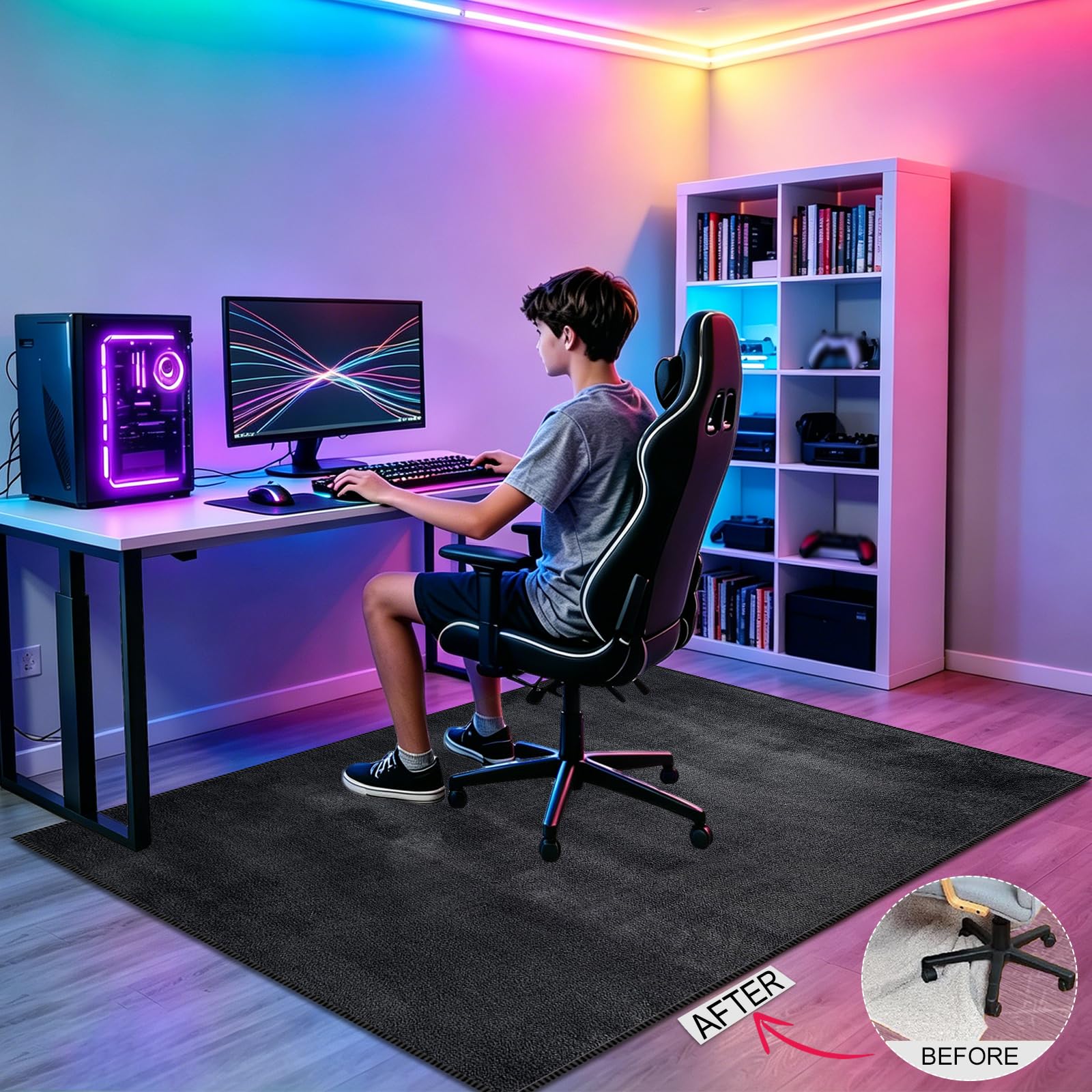 Gamer Teppich Gaming Zimmer Läufer Jungs 200 x 280cm Gaming Teppich 3D Game Design, Rutschfest Gamer Teppich, Gaming Zubehör Zimmer Deko, Jugendzimmer Deko Jungen Geschenk, Gaming Teppich Jungen