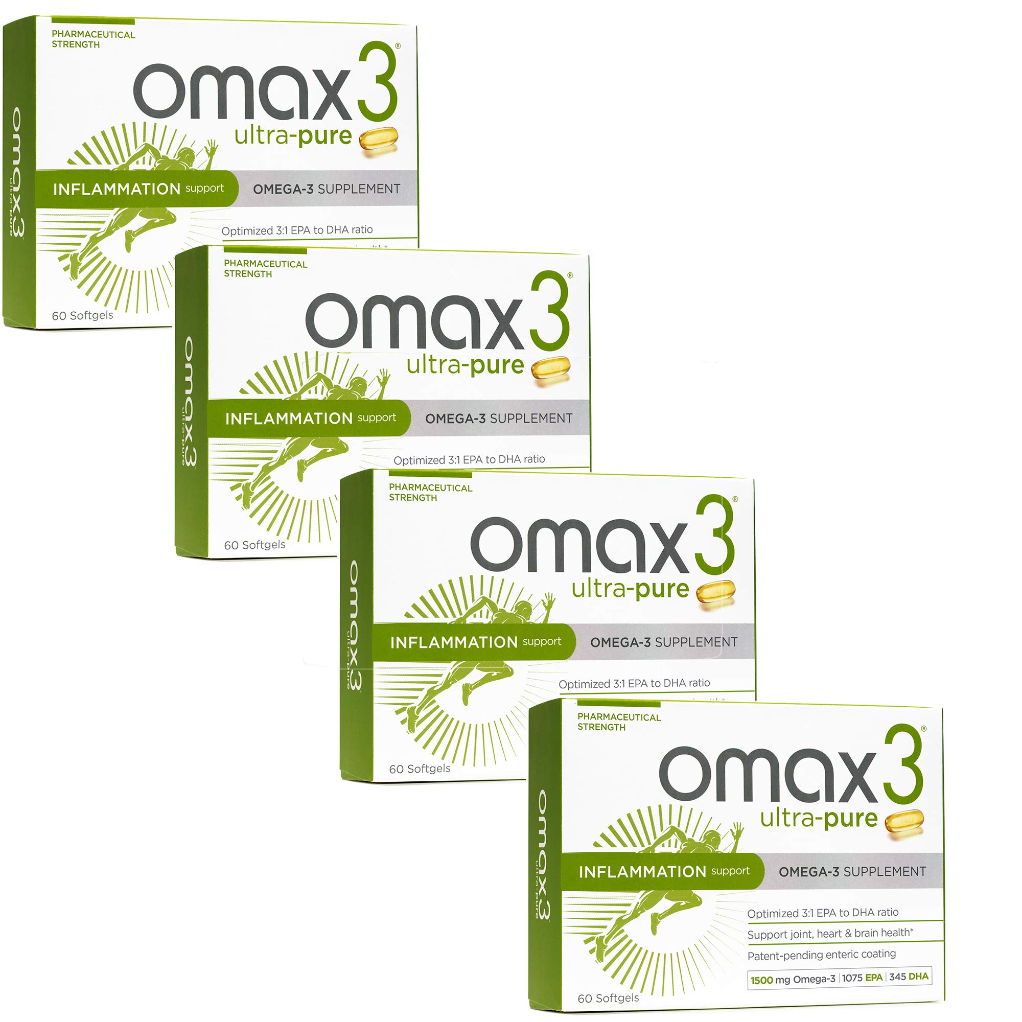 4 Boxes Omax3 Ultra-Pure Omega-3 Fish Oil Pills | High Concentration EPA DHA ,1500 MG , NSF Certified, Gluten Free, Non-GMO, Made in USA, 240 Softgels  Blister Packs (4 Boxes) - Buy Online - 18805035