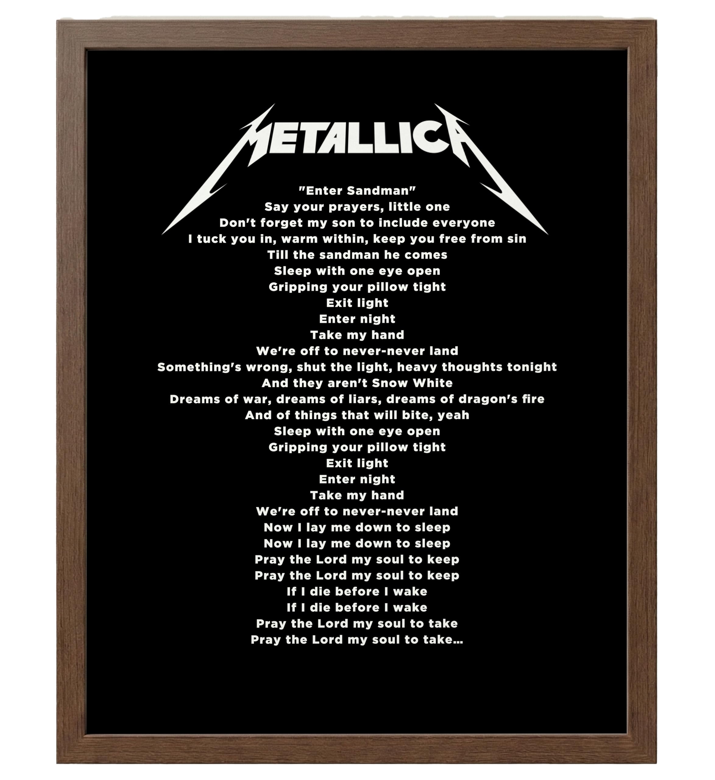 Classic Rock Song Lyrics Wall Art Print - Typographic Music Decor for Home, Office, Studio & Bar Cave - Framed Wall Art for Music Fans & Enthusiasts (Unframed, 11 x 14 inches)