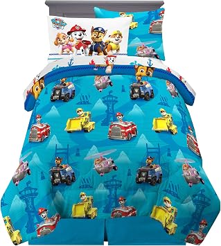 Paw Patrol Kids Bedding Super Soft Comforter and Sheet Set with Sham, 5 Piece Twin Size, (100% Officially Licensed Nickelodeon Product) By Franco