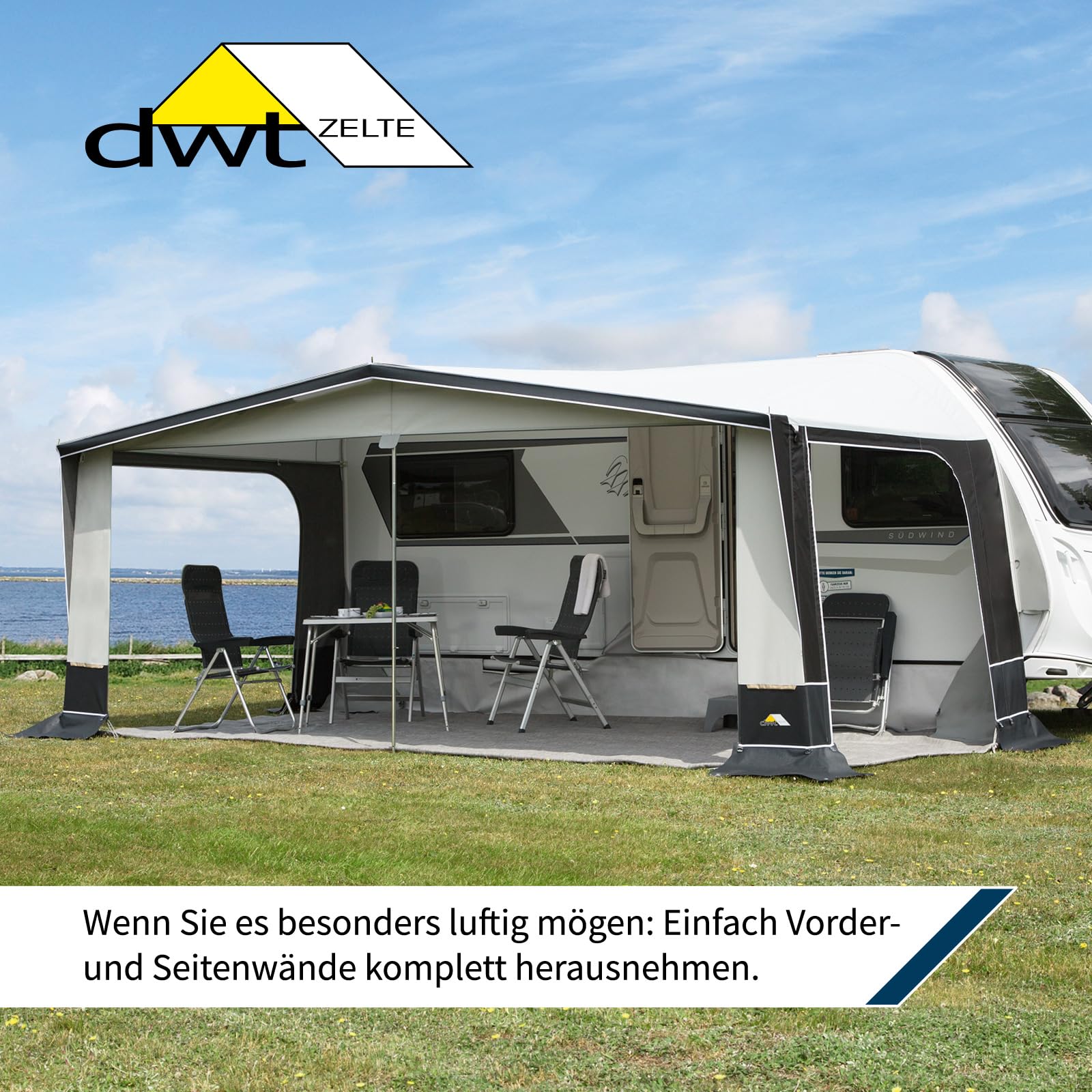 DWT Jubiläumsmodell für Einsteiger Jubilee 40 240cm Tiefe inkl.25 ST Gestänge, Reisezelt für Wohnwagen