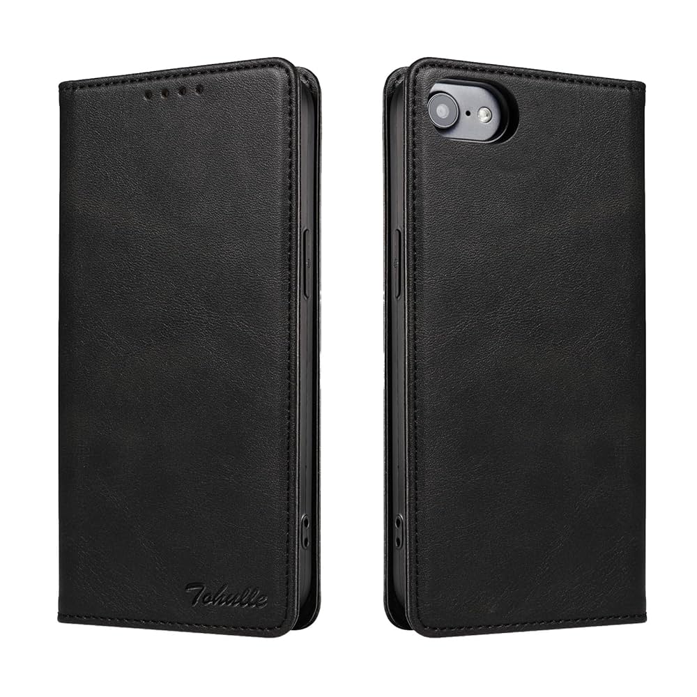 DN-Technology iPhone SE 2022 / SE 2020/7 / 8 Case Flip Leather Wallet Book Stand Folio Card Holder Phone Cover For iPhone SE (3rd Gen / 2nd Gen) (BLACK) (iPhone 7/8/SE 2020/iPhone SE 2022)