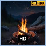 テレビ画面で楽しむキャンプファイヤーの癒し - アウトドアの雰囲気と焚き火の音