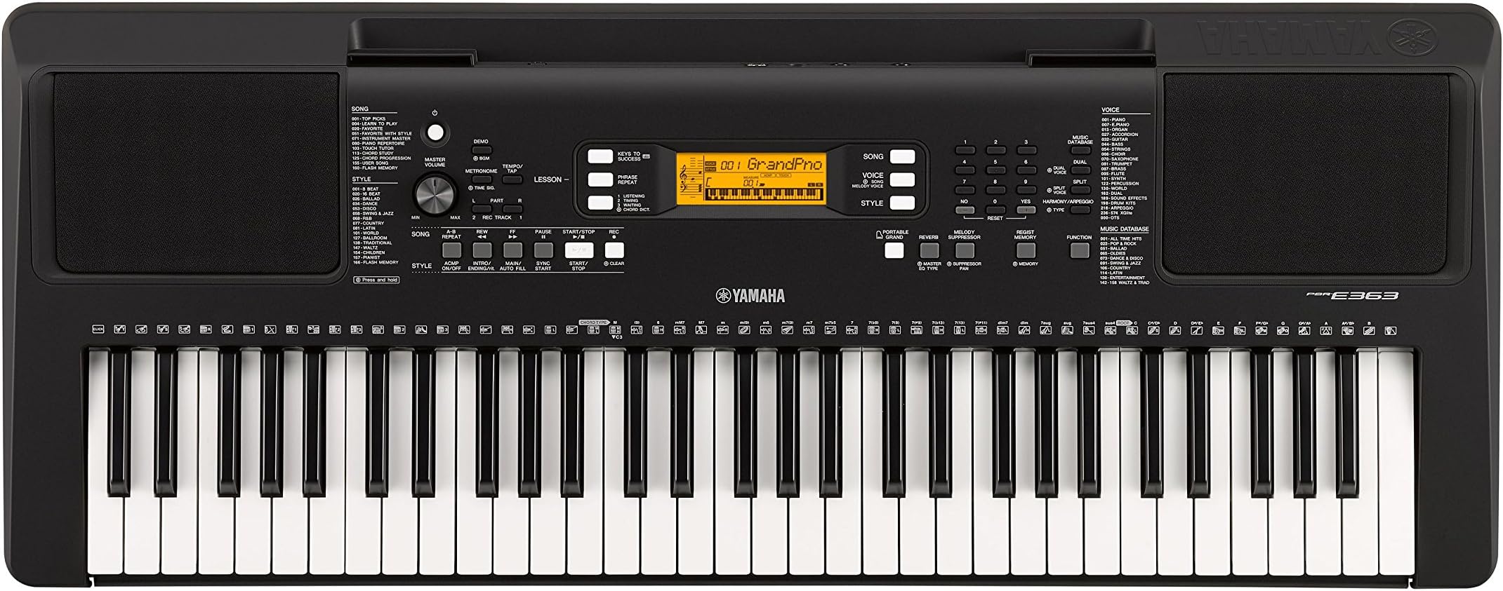 Yamaha Digital Keyboard PSR-E363, Black, Versatile Instrument with 61 Dynamic Touch Keys, Beginner Keyboard with High-Quality Instrument Sounds