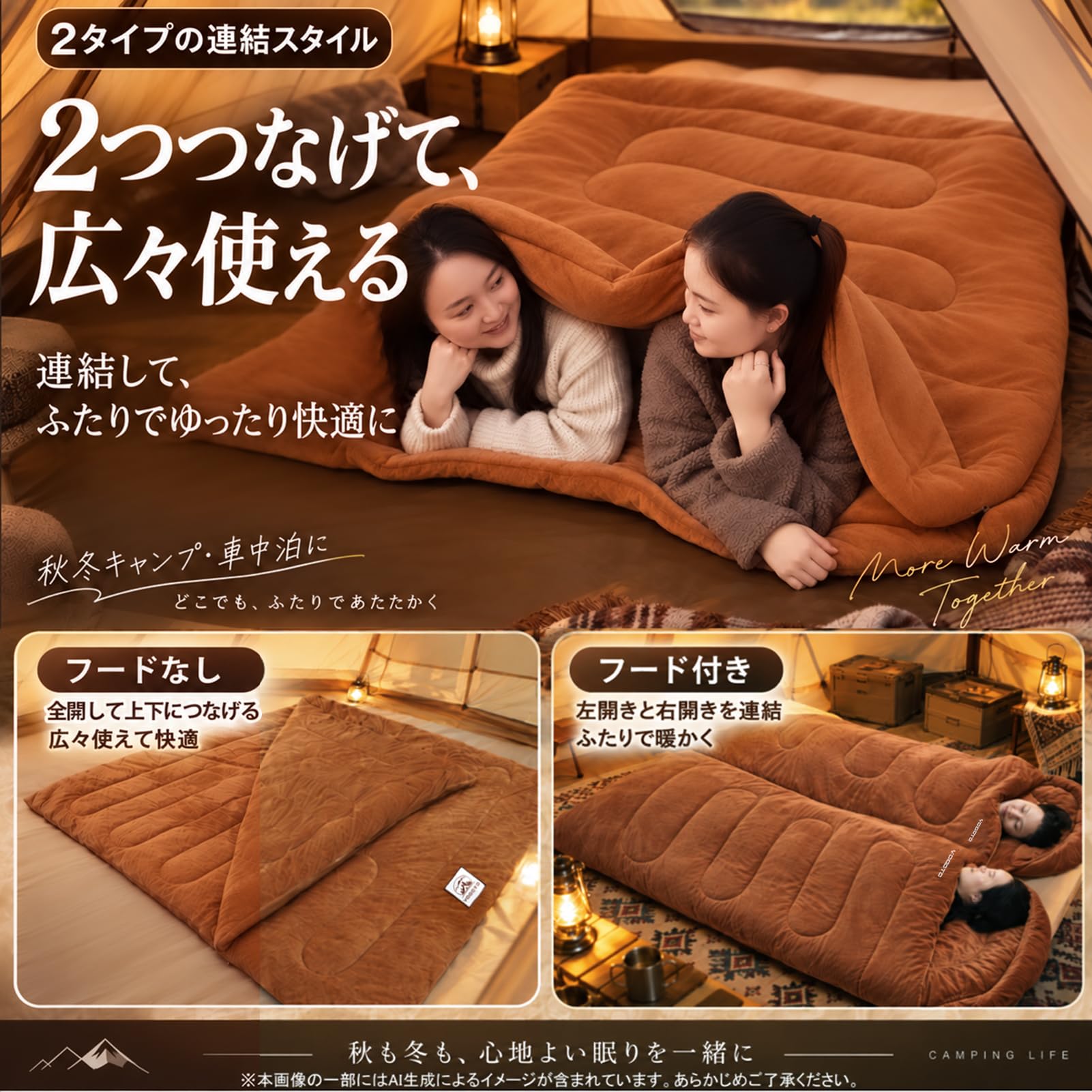 Amazon.co.jp: YOGOTO 寝袋 冬用 シュラフ 封筒型 やわらか起毛生地