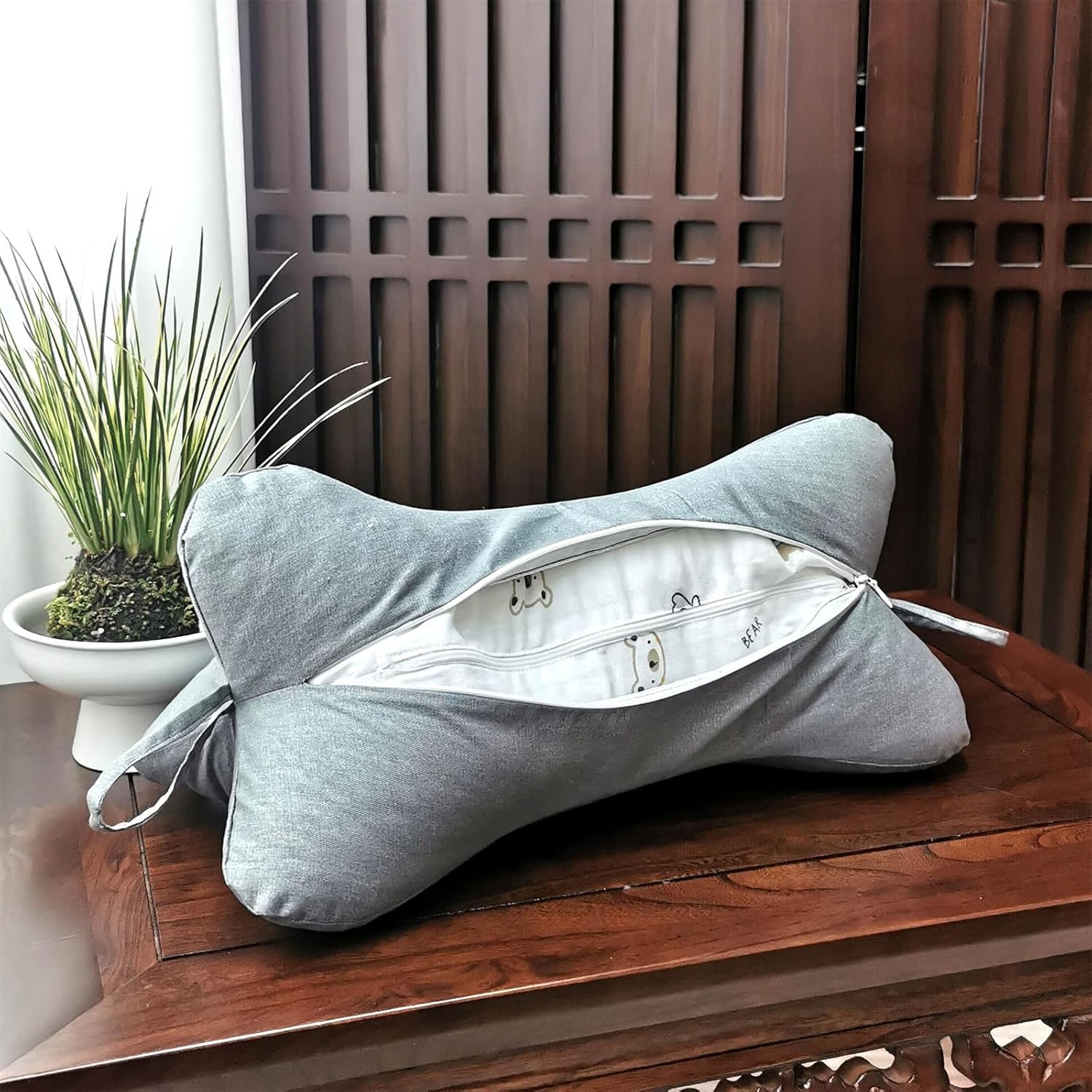 Neck & Cervical Pillows Dog Bone Shaped Travel Neck Pillows With Washable Removable Cover Have Loops On Either End For Car Bus Truck Driving Comfort Head Rest Support Neck Chiropractic Pillow ( Color
