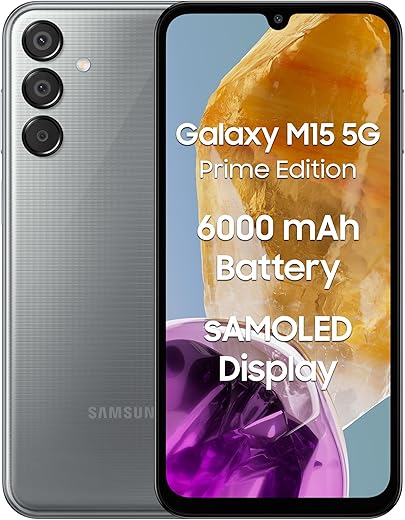 Samsung Galaxy M15 5G Prime Edition (Stone Grey,8GB RAM,128GB Storage)| Super AMOLED Display| 50MP Triple Cam| 6000mAh Battery| MediaTek Dimensity…